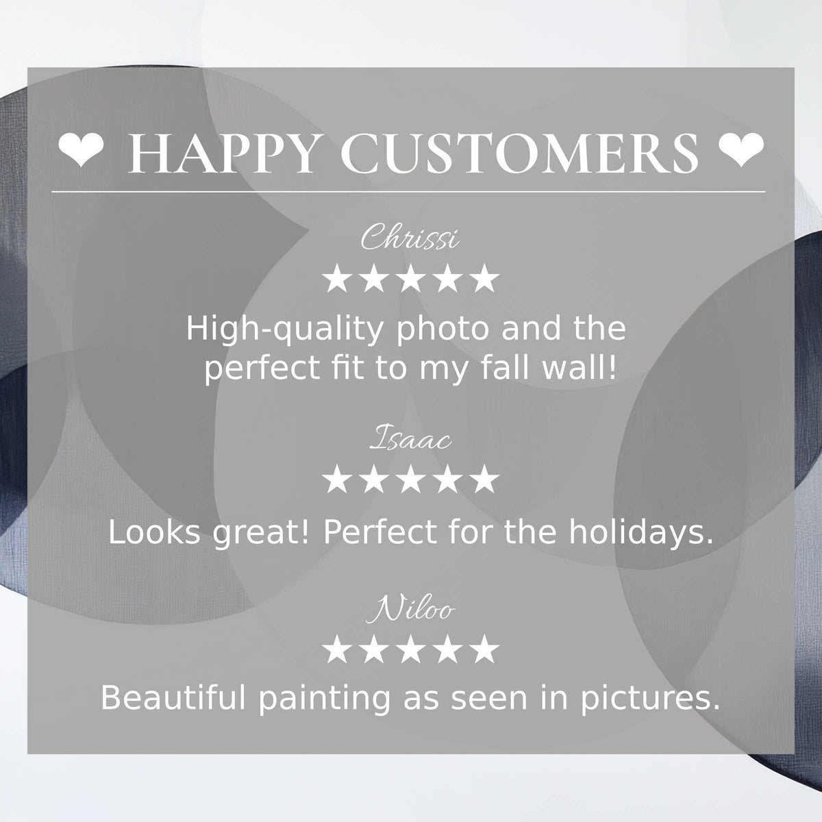 Happy customer reviews emphasize trust and style with modern art for Frame TV in soft abstract sunset hues