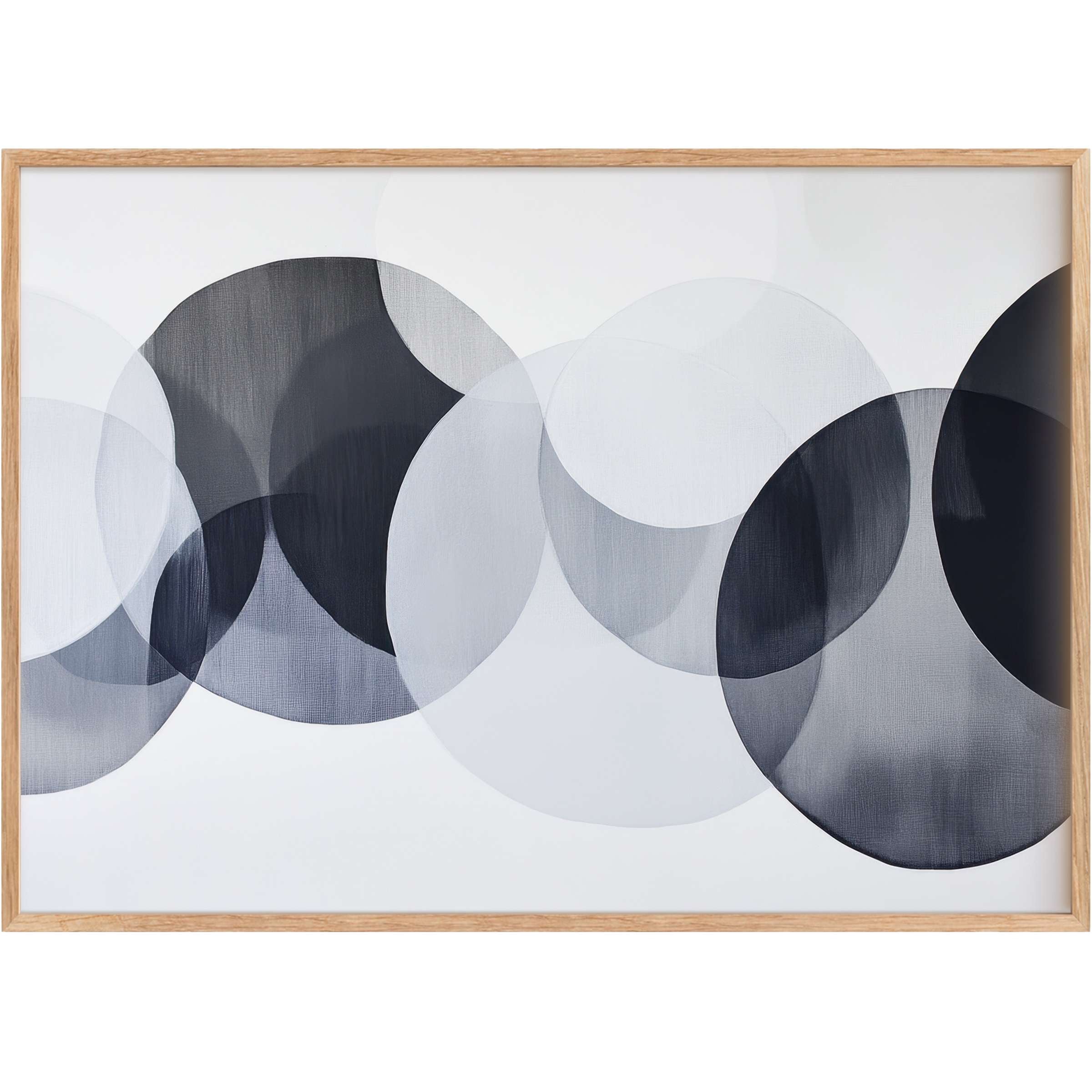 Modern printable wall art featuring layered monochrome circles in soft grays and deep charcoal, evoking a serene and sophisticated ambiance