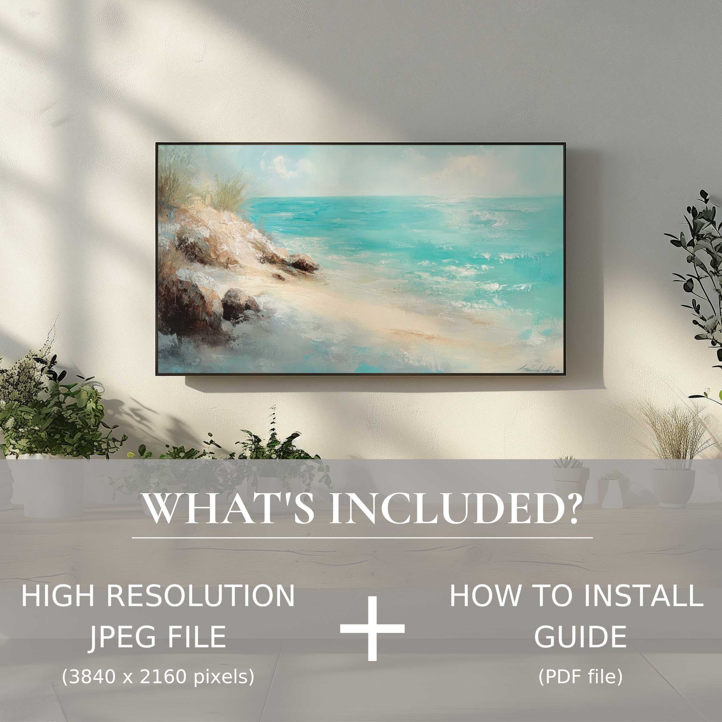 Elegant vintage digital TV art download enhances your living space with effortless digital use and serene coastal charm