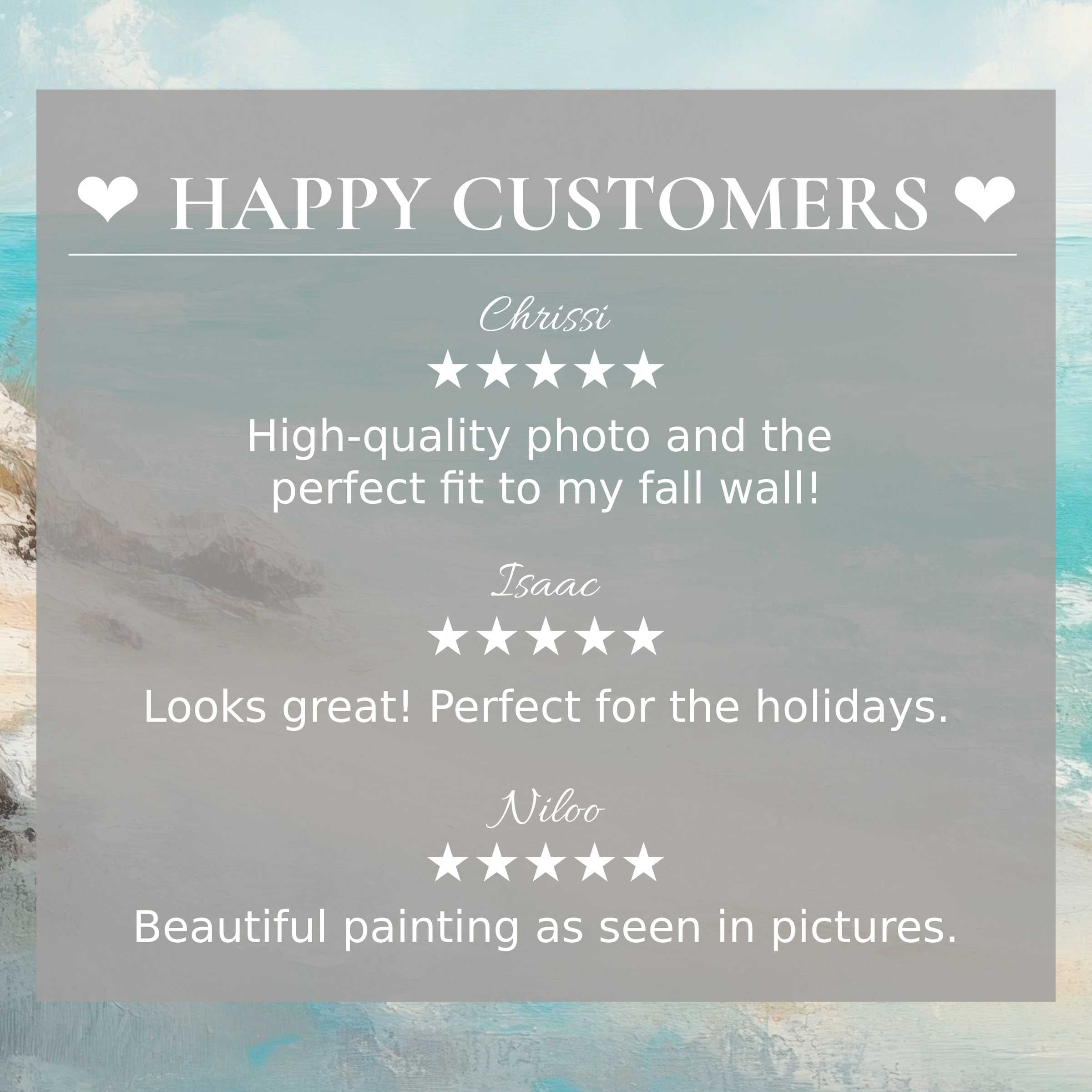 Elegant vintage art for Frame TV with abstract ocean hues, showcasing happy customer reviews that build trust