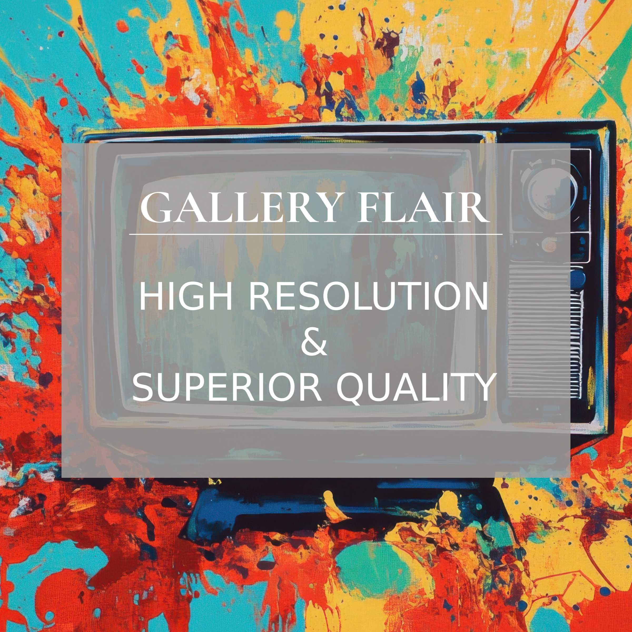 Vibrant pop art Frame TV picture with sharp resolution, dynamic splashes, and refined modern elegance for stylish home decor