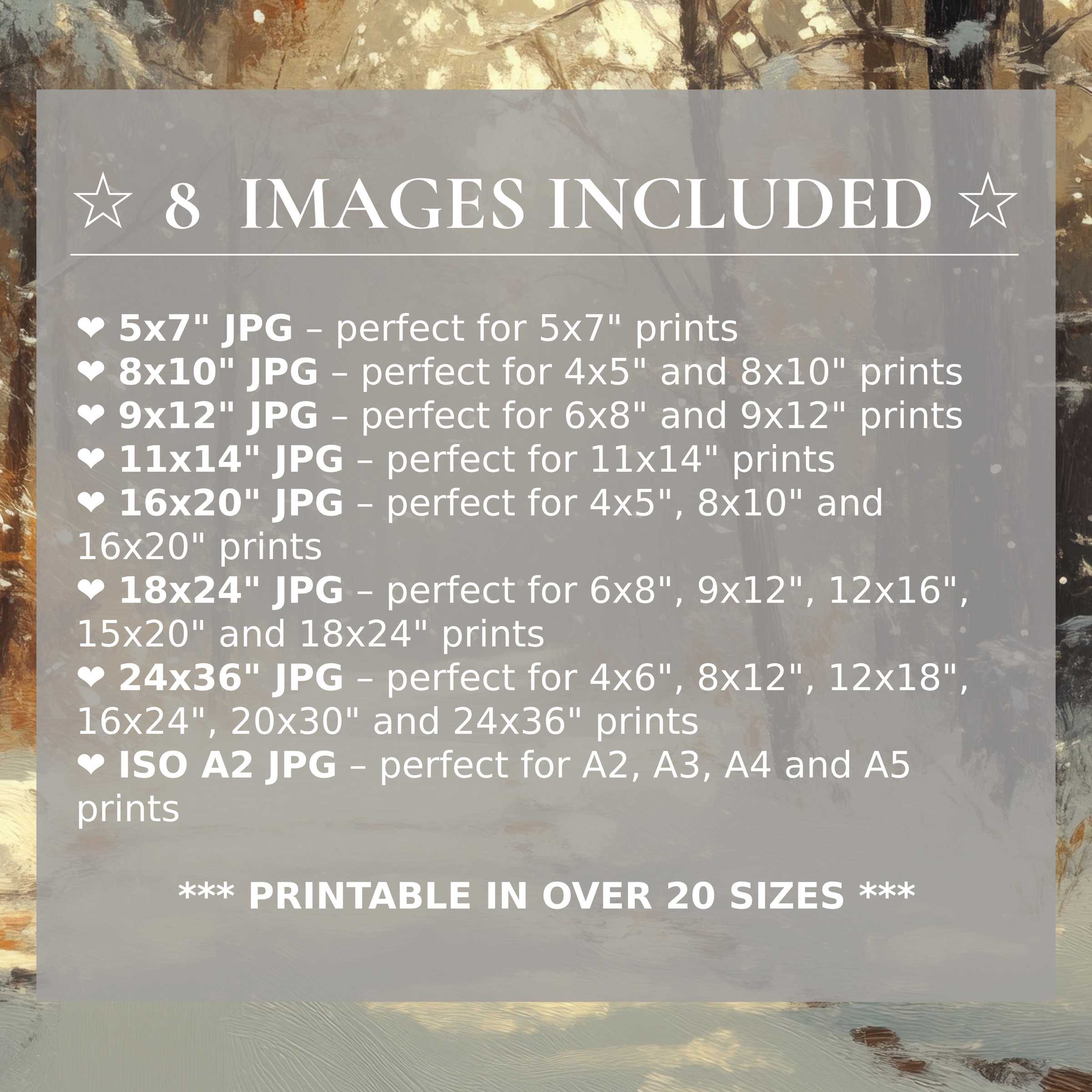 Radiant winter digital print with warm gold and cool silver tones, delivered in 8 premium high-res sizes to elevate modern interiors with versatile elegance