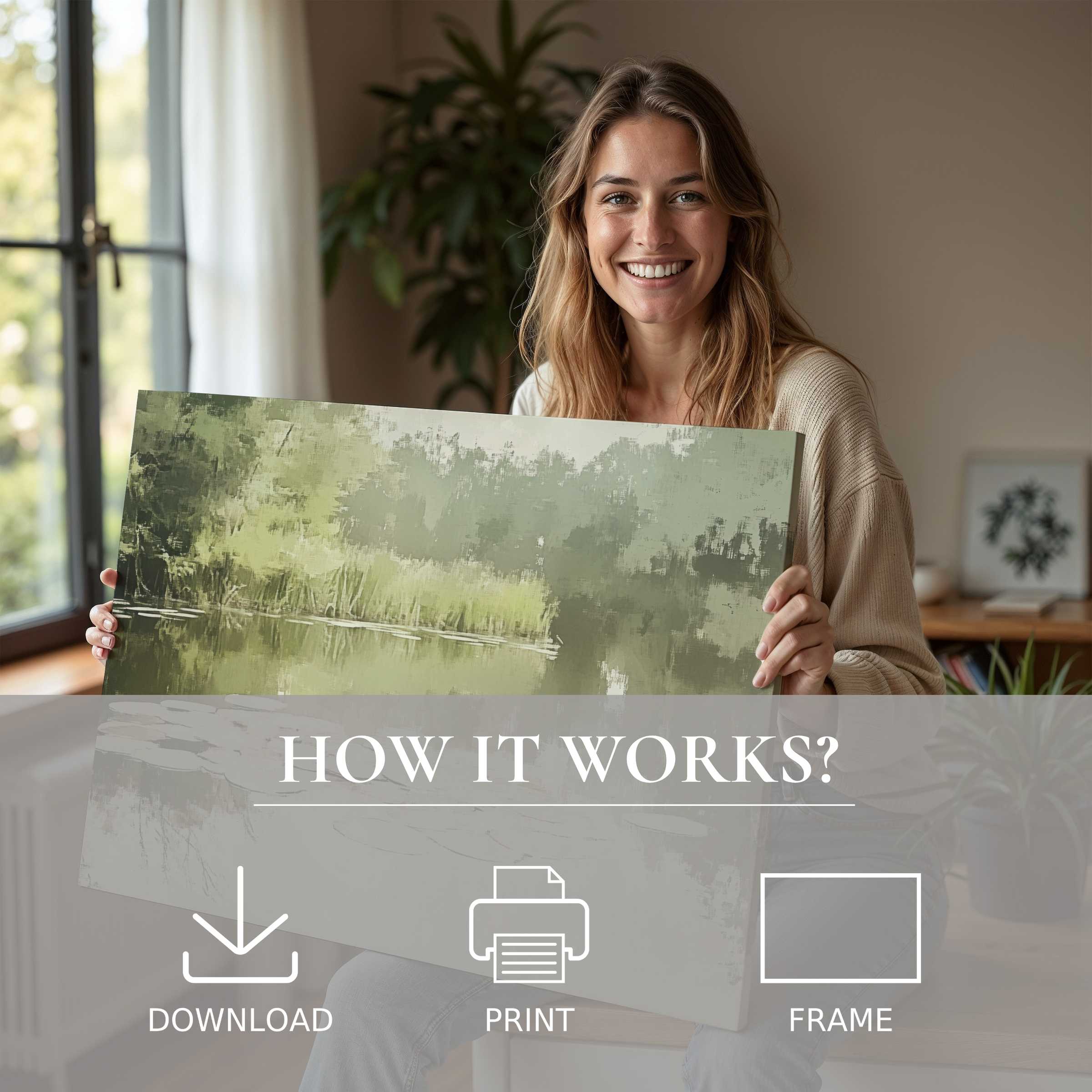 A radiant moment of joy and calm unveiling a spring digital art print, infusing modern spaces with effortless beauty