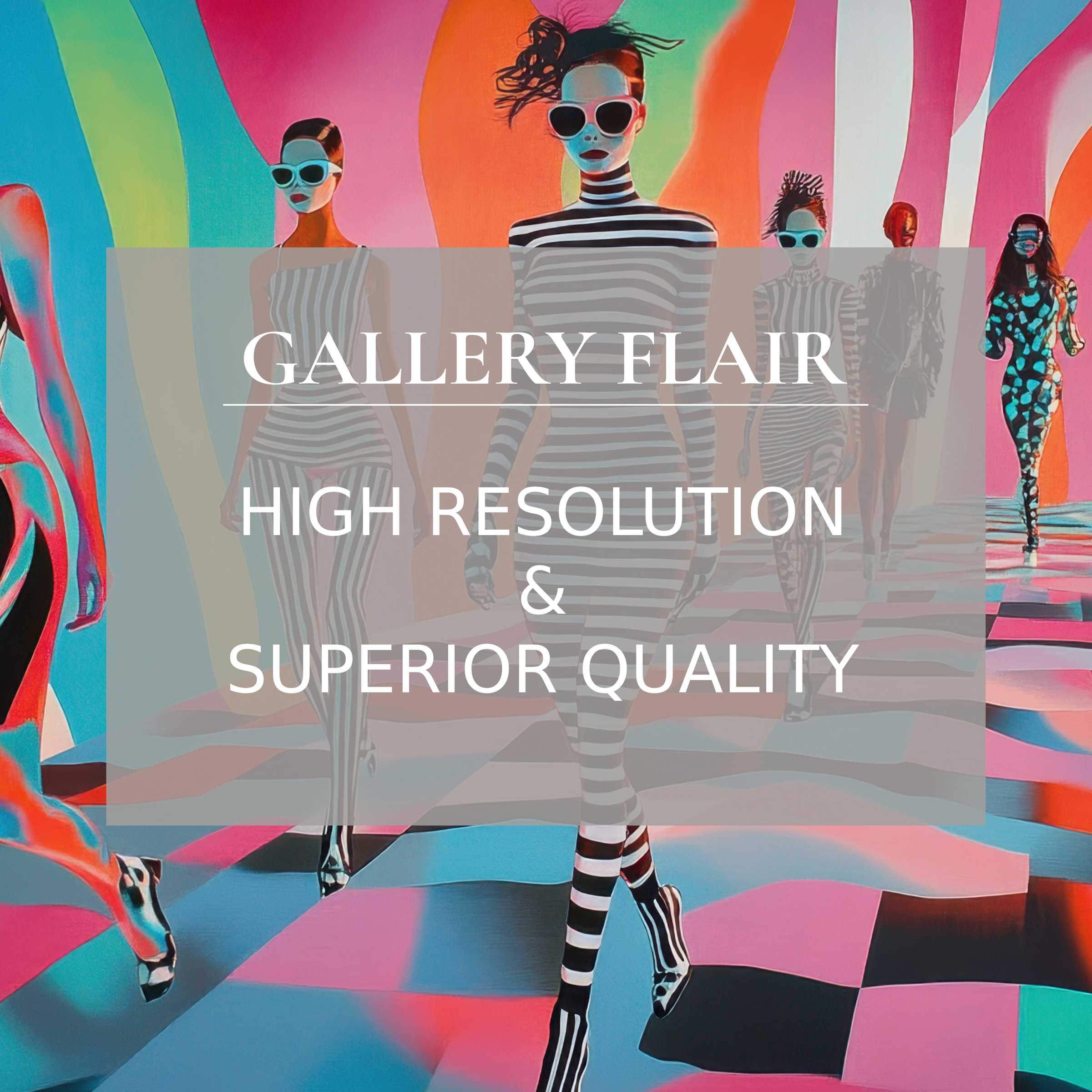 Pop art printable art capturing bold, radiant runway figures in striped patterns, elevating modern interiors with luxe, crisp detail