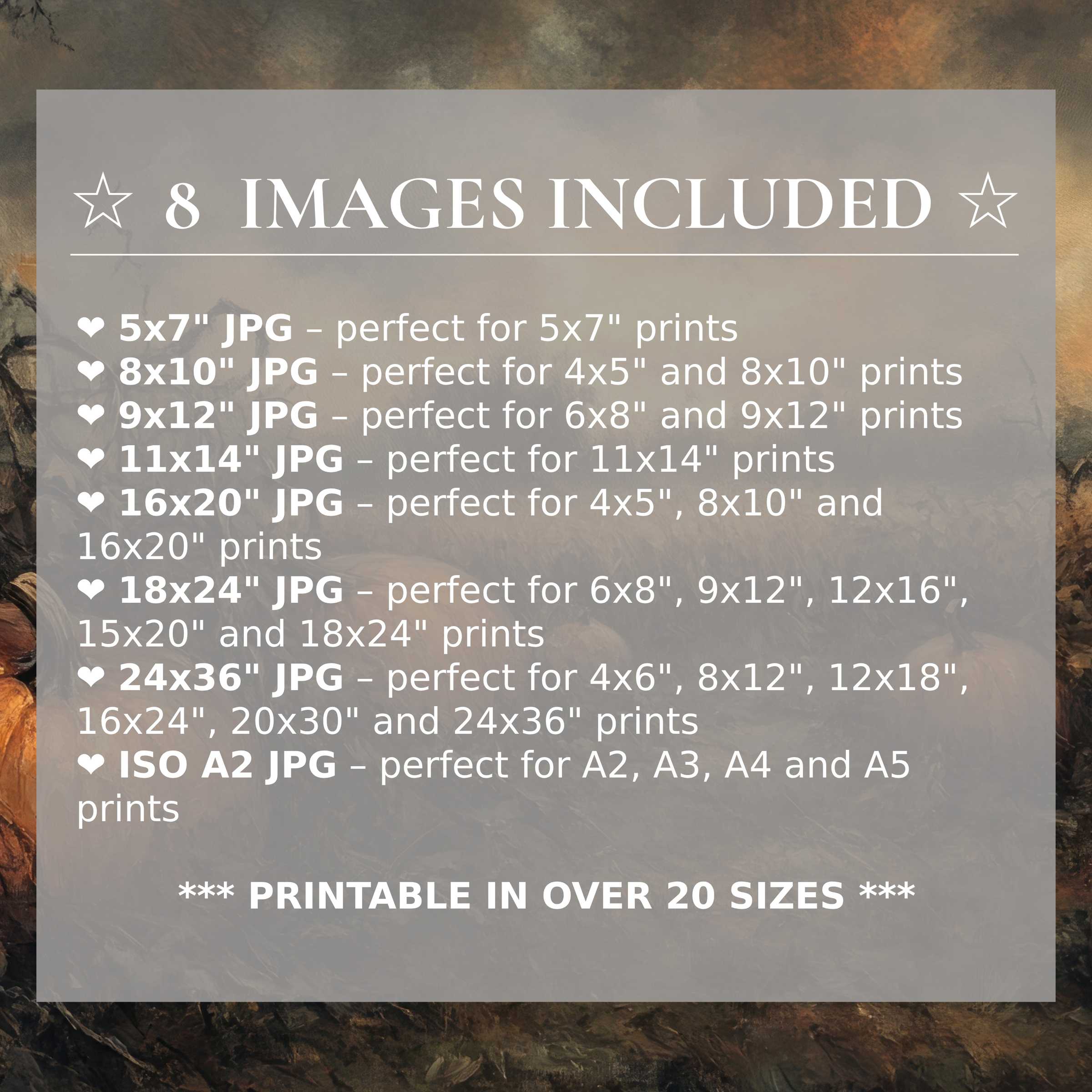 Halloween digital print featuring radiant amber and deep charcoal hues, offered in 8 high-quality sizes included, elevating modern interiors with versatile, stylish allure