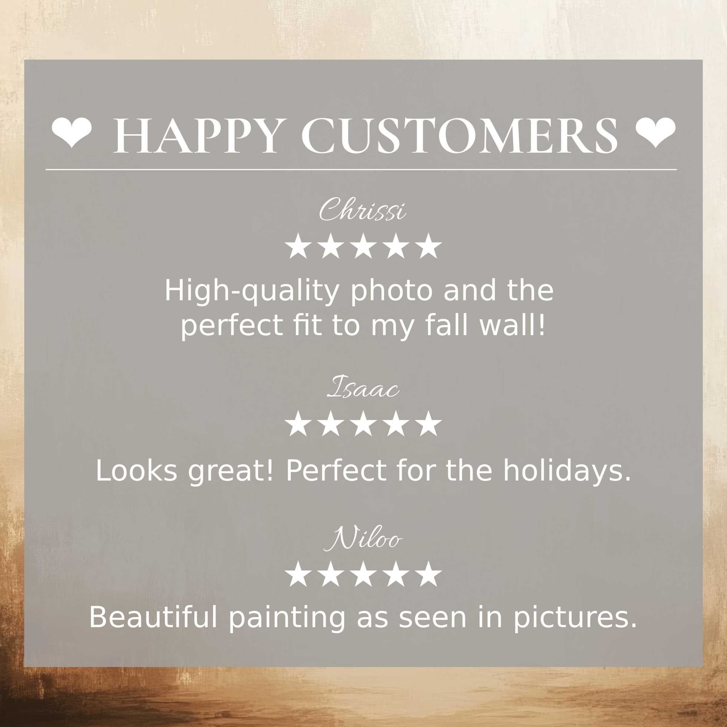 Landscape art for Frame TV with abstract sunset hues, showcasing happy customer reviews to inspire trust and elegance