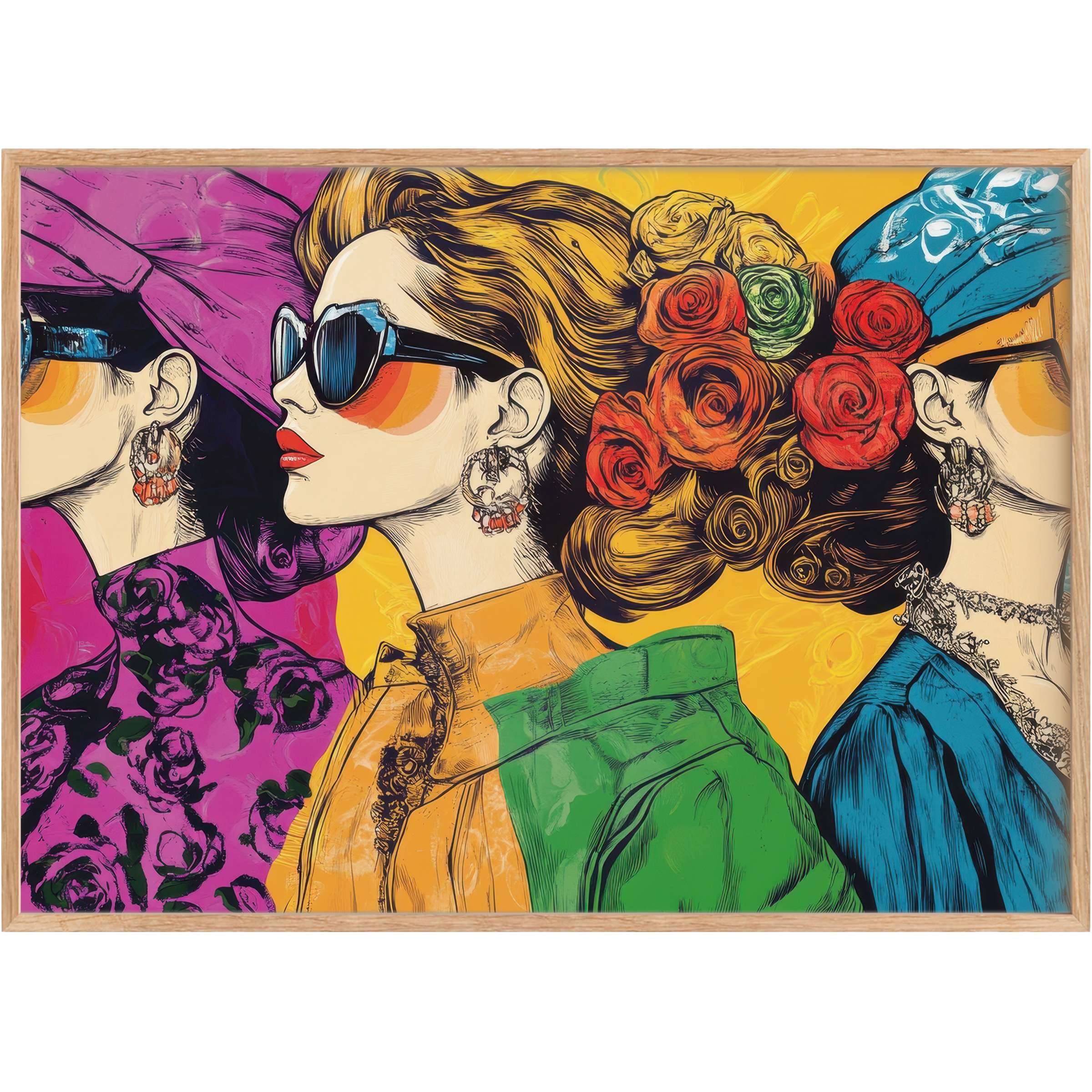 Vibrant pop art printable wall art radiates bold confidence with rich reds, emerald greens, and sunny yellows, uplifting chic interiors