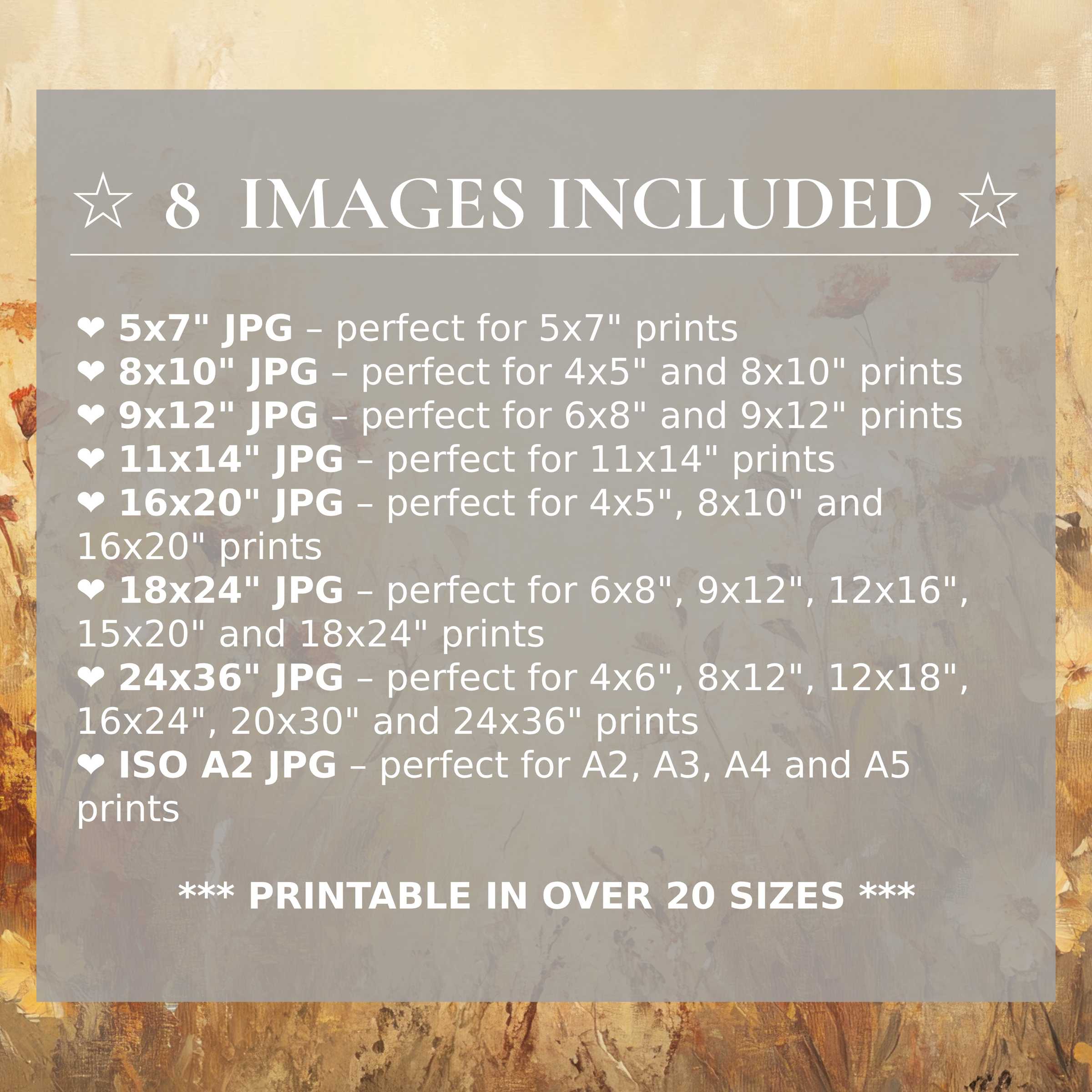 Radiant fall digital print in warm amber and muted earth tones, delivering effortless elegance and versatile style in 8 high-quality sizes included