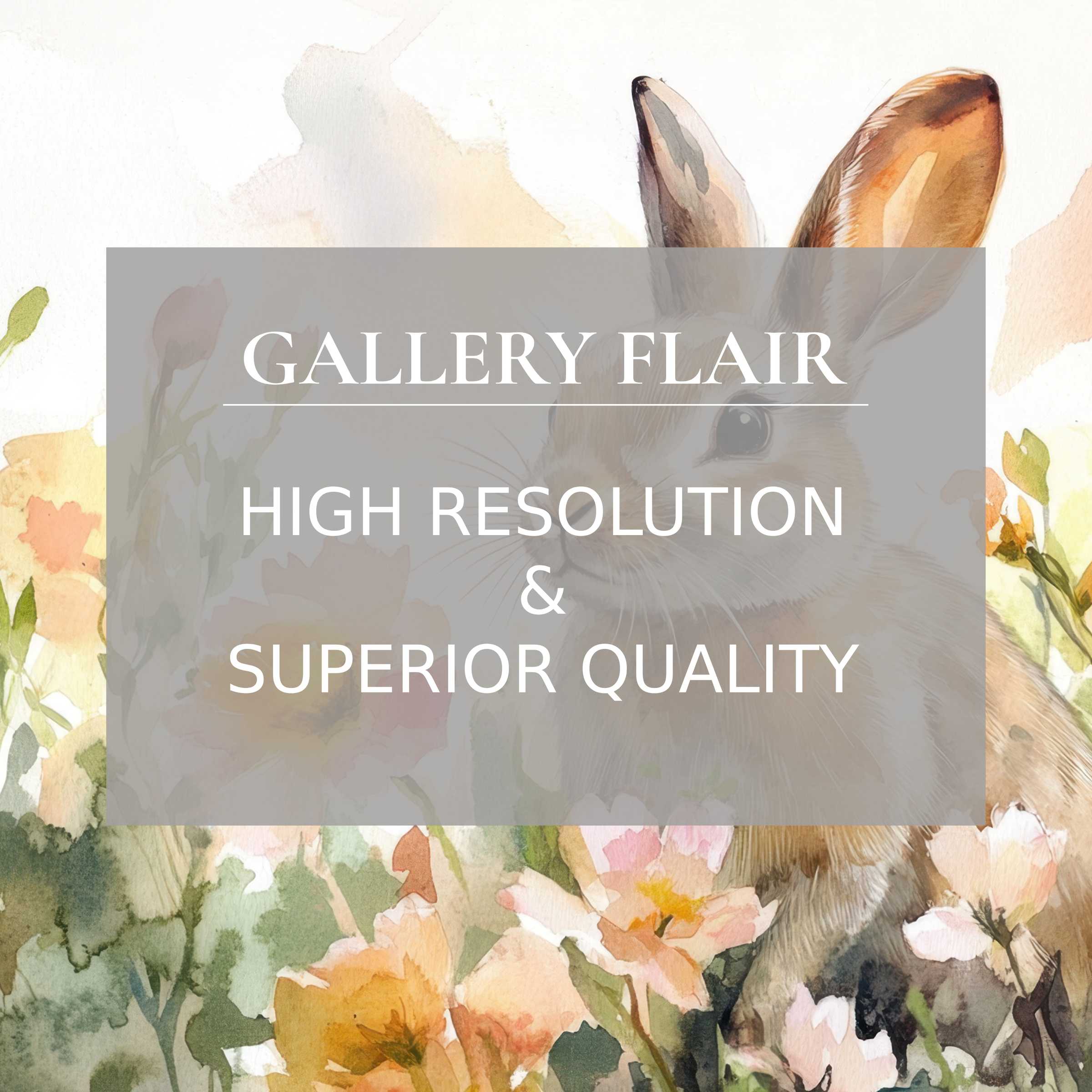 Delicate Easter printable art featuring a luminous watercolor bunny amid blooming florals, enriching modern interiors with serene elegance