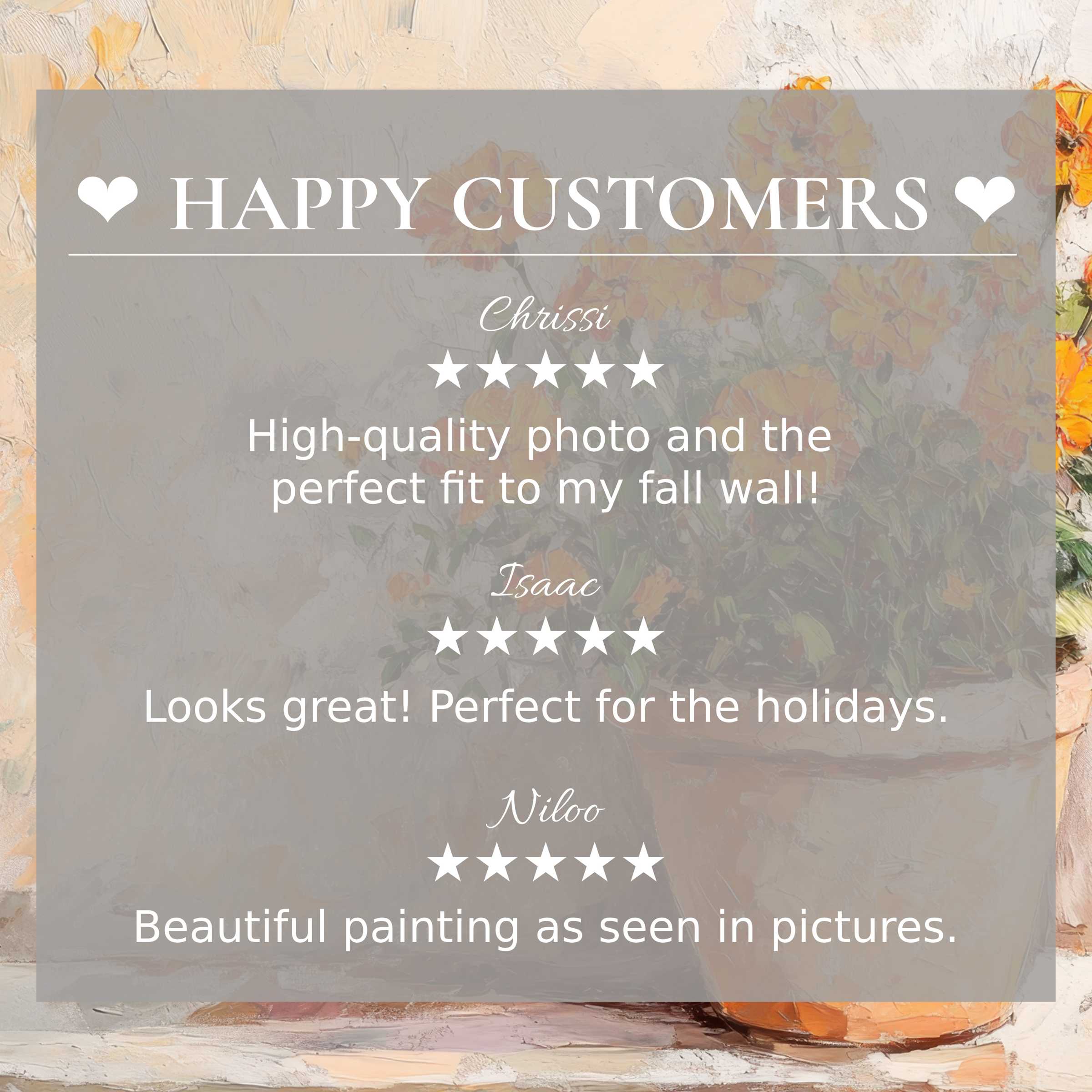 Happy customer reviews highlight botanical art for Frame TV with elegant floral vase and soft sunset hues