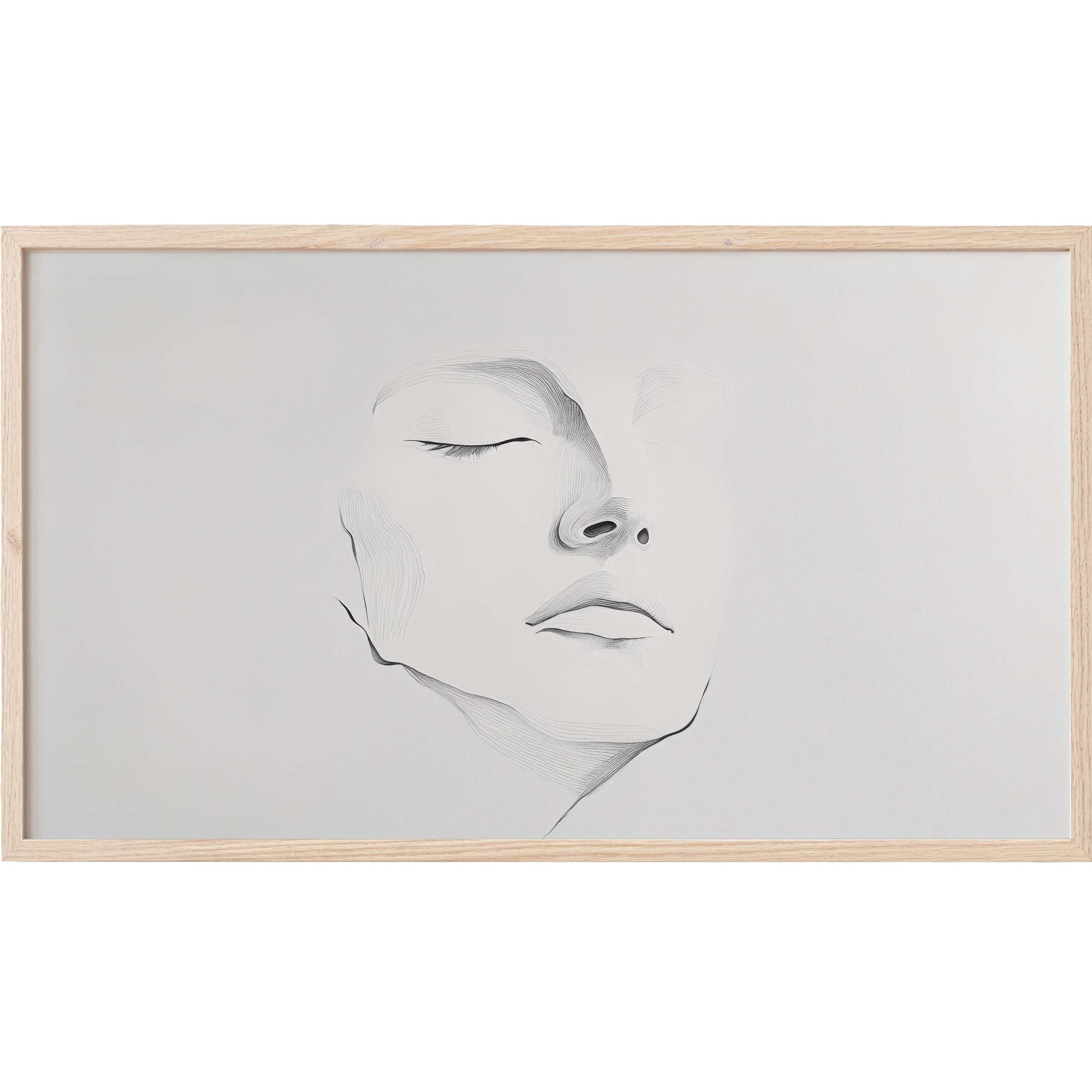 Elegant minimalistic portrait in soft grays and blacks, perfect black and white Frame TV Art for refined modern spaces