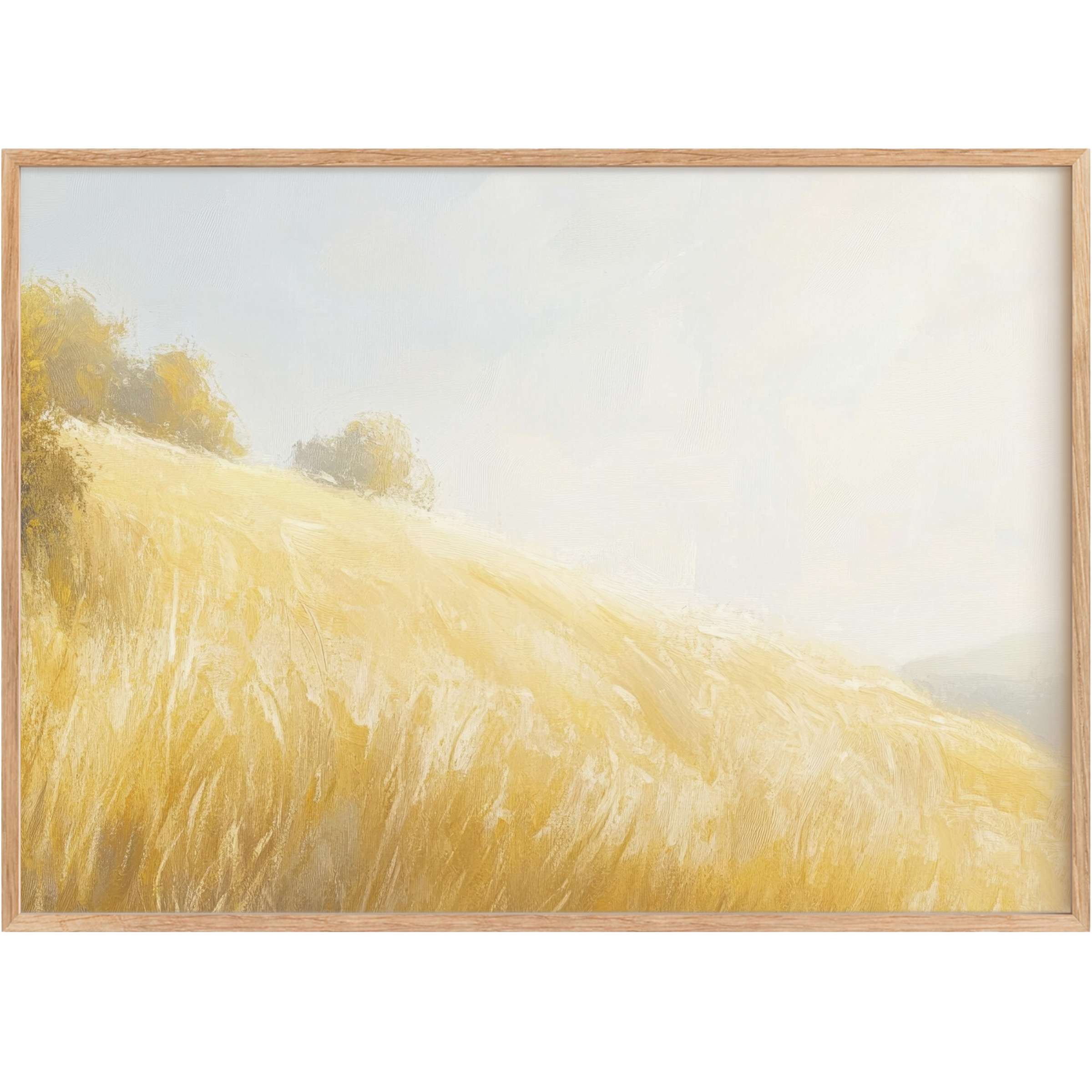 Golden wheat fields bathed in soft sunlight evoke a radiant and serene mood, perfect as summer printable wall art