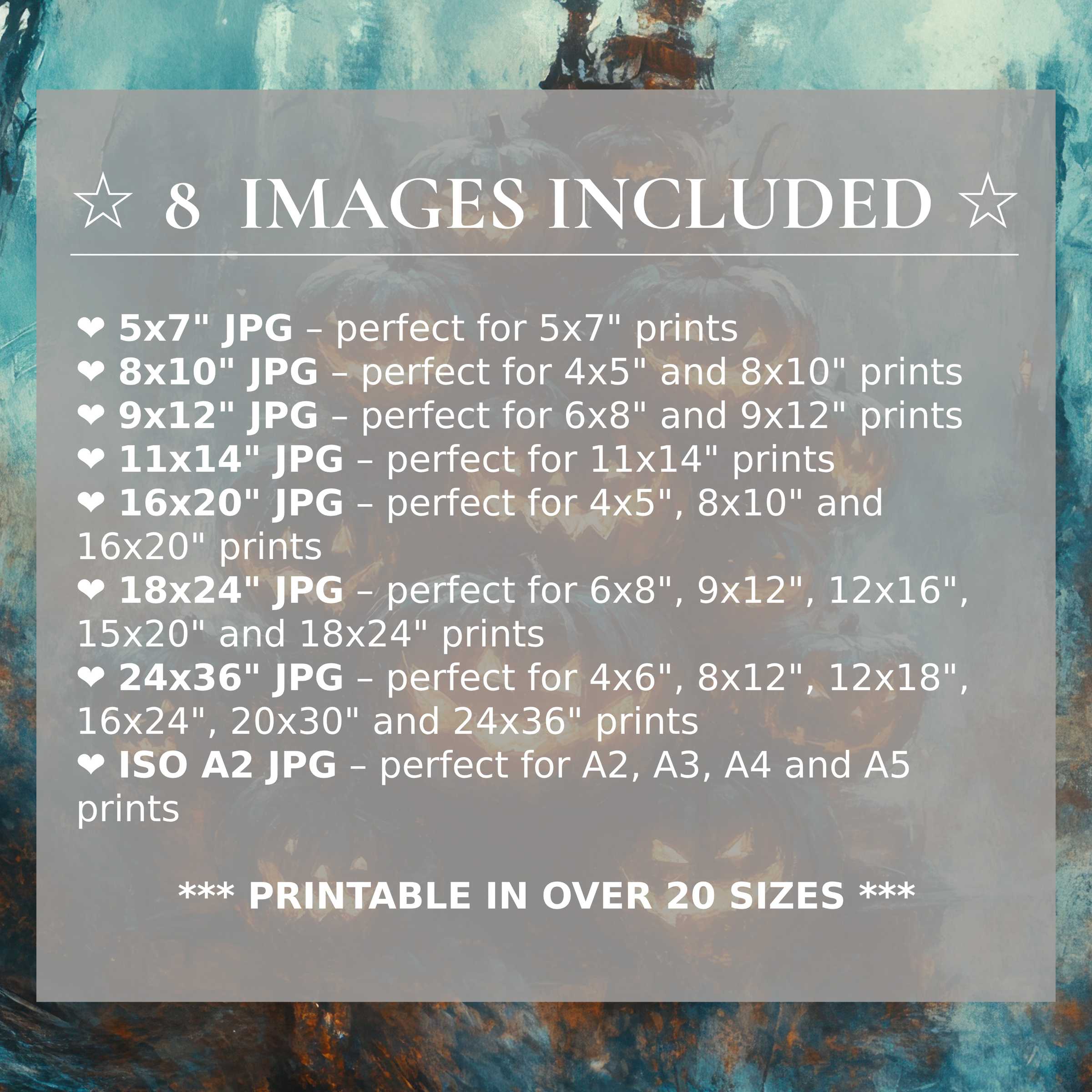 Halloween digital print exuding bold twilight blues and warm amber glow, delivered in 8 high-quality sizes to elevate modern interiors with versatile, stylish allure