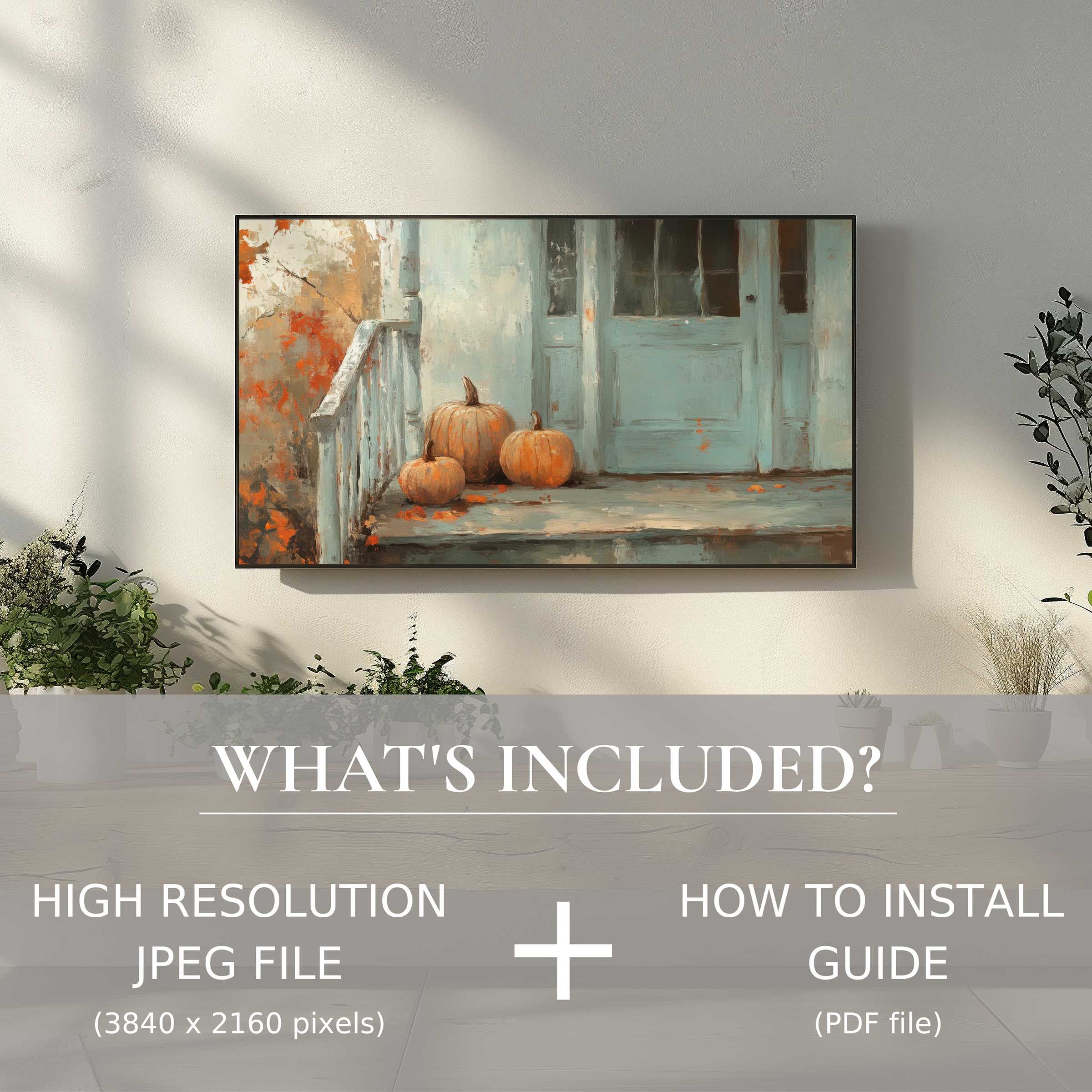 Elegant fall digital TV art download with easy digital use enhances any modern living space with seasonal charm