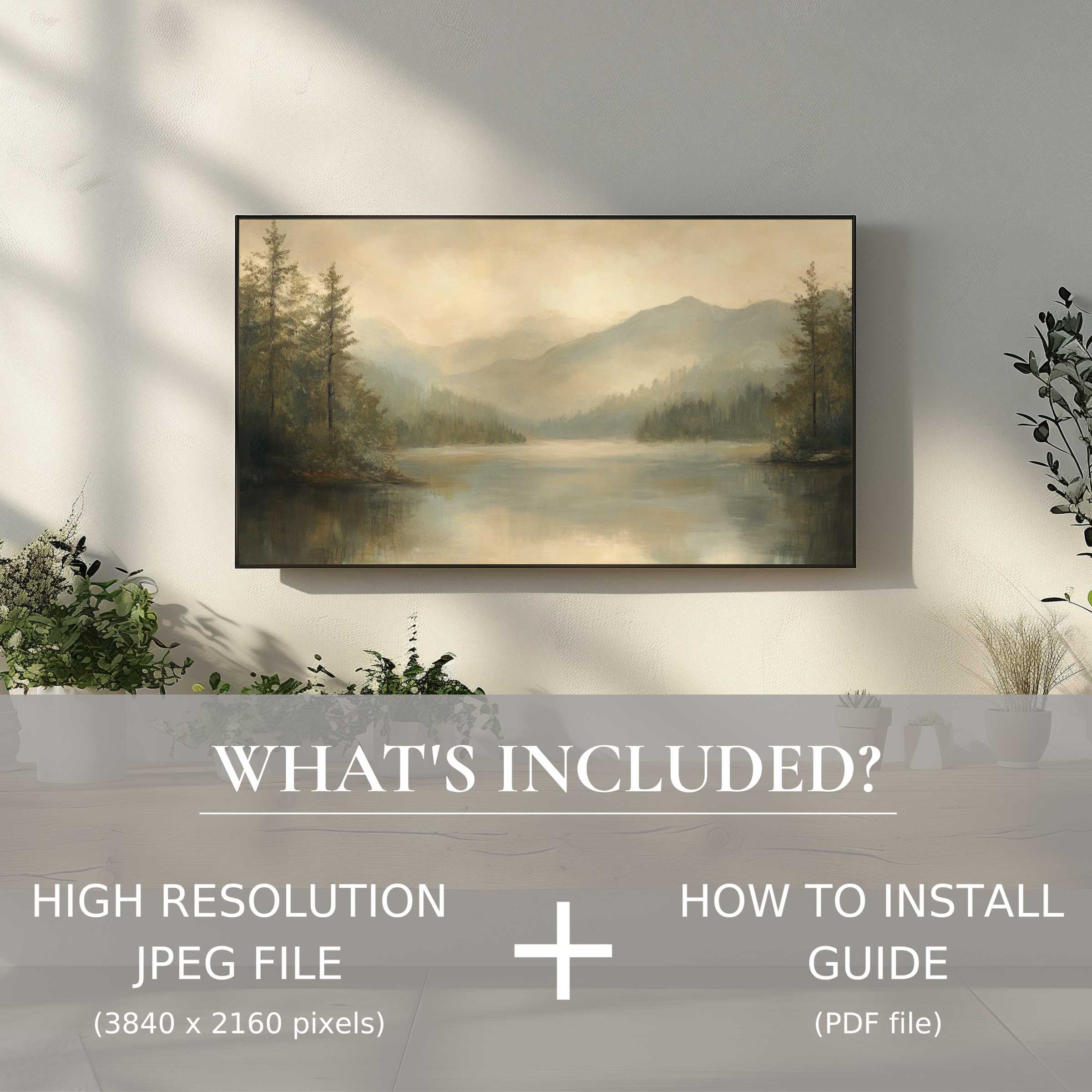 Elegant landscape digital TV art download enhances modern living spaces with easy digital use and serene style