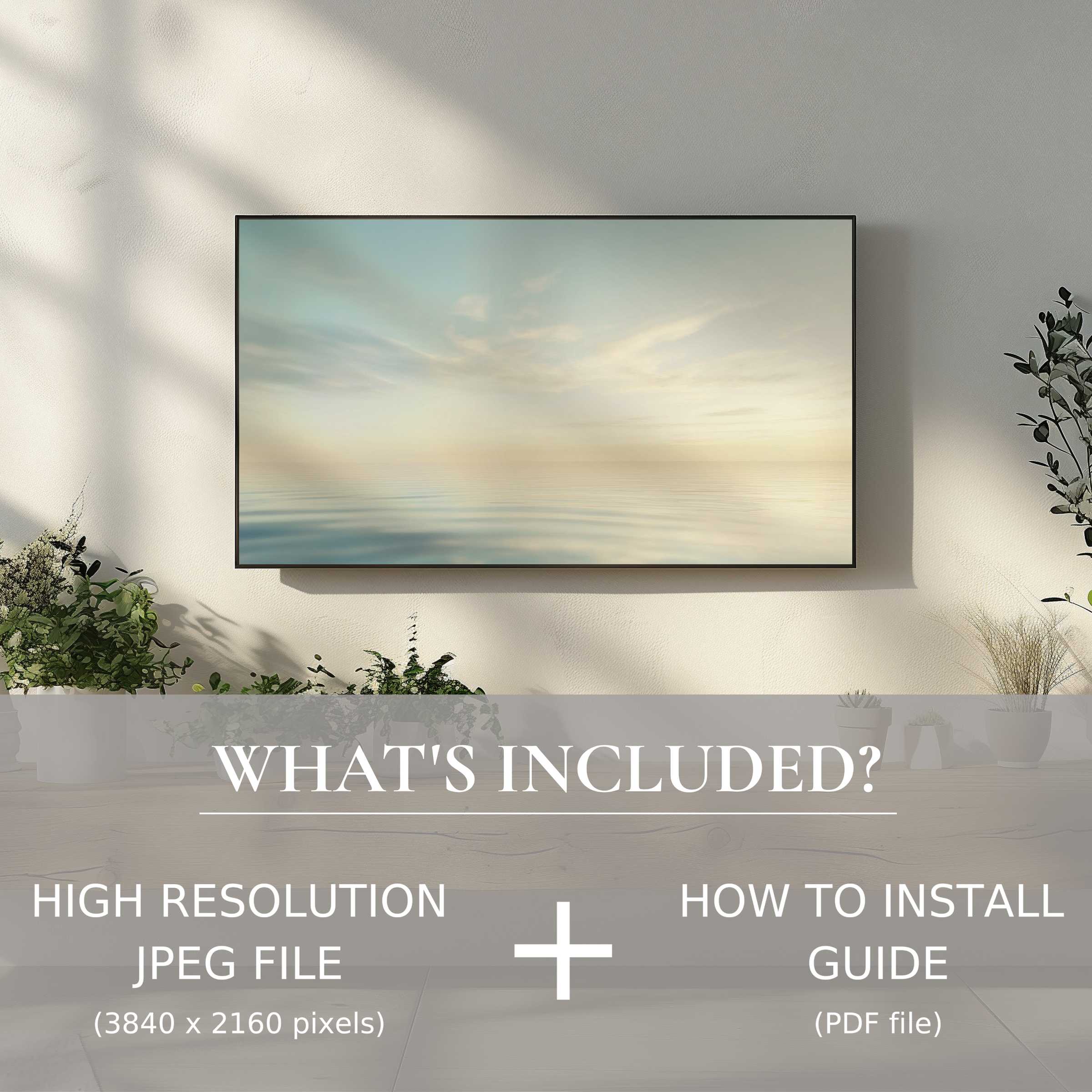 Elegant neutral digital TV art download enhances modern living spaces with easy digital use and serene high-res visuals