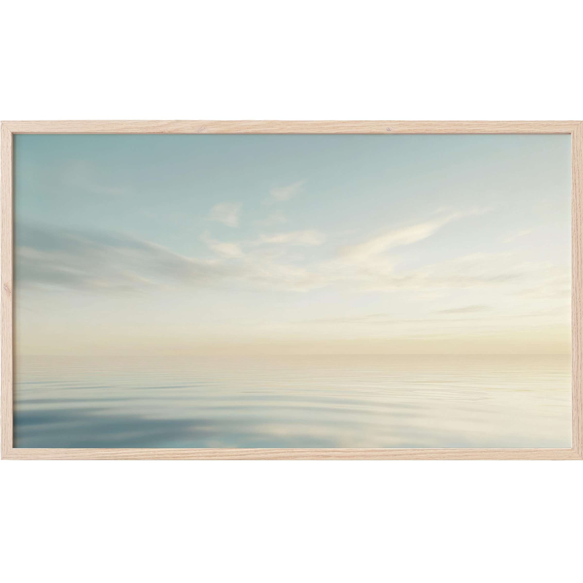 Serene ocean horizon with soft blues and warm neutrals in a minimalist neutral Frame TV Art style
