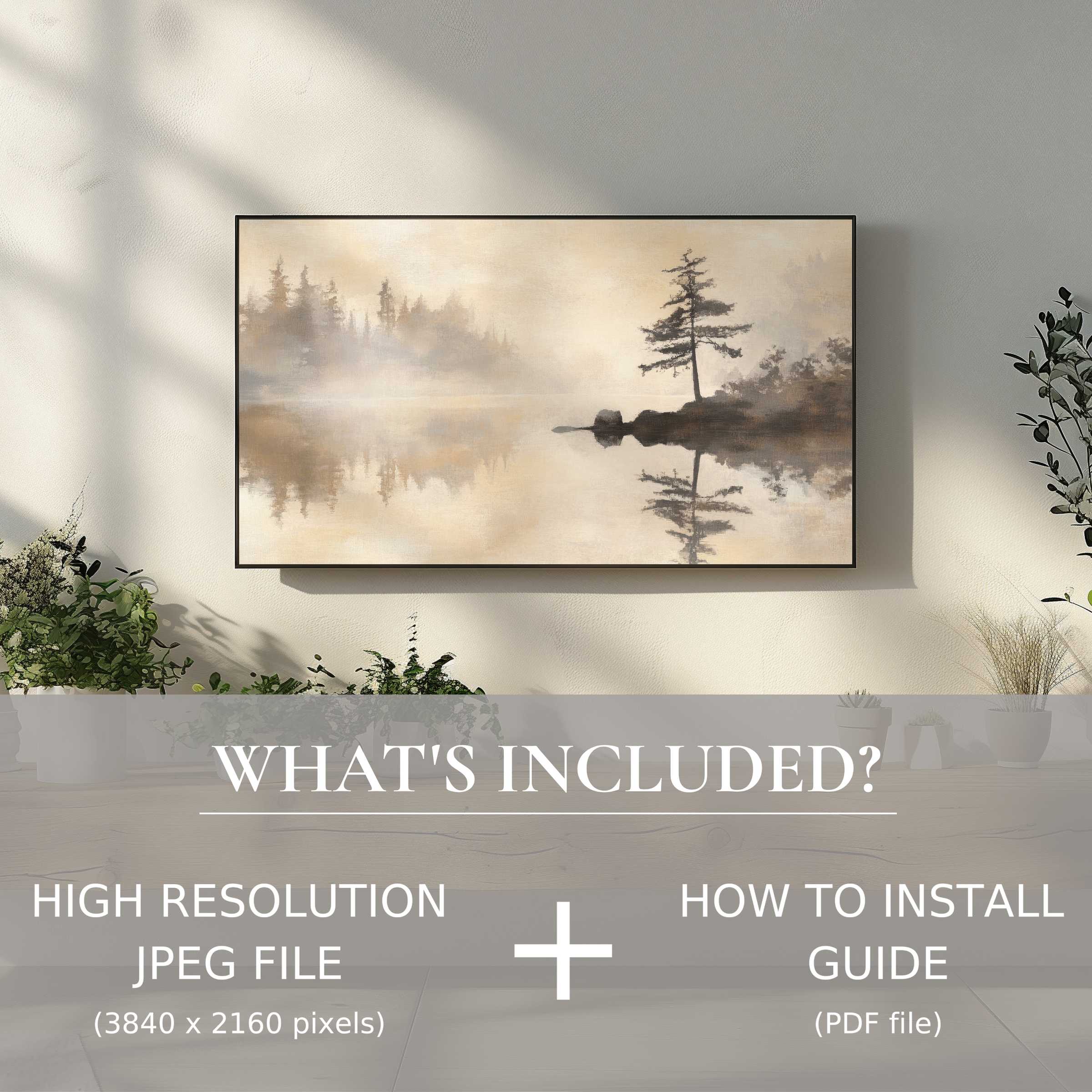 Elegant landscape digital TV art download enhances your modern living space with effortless digital use and serene style