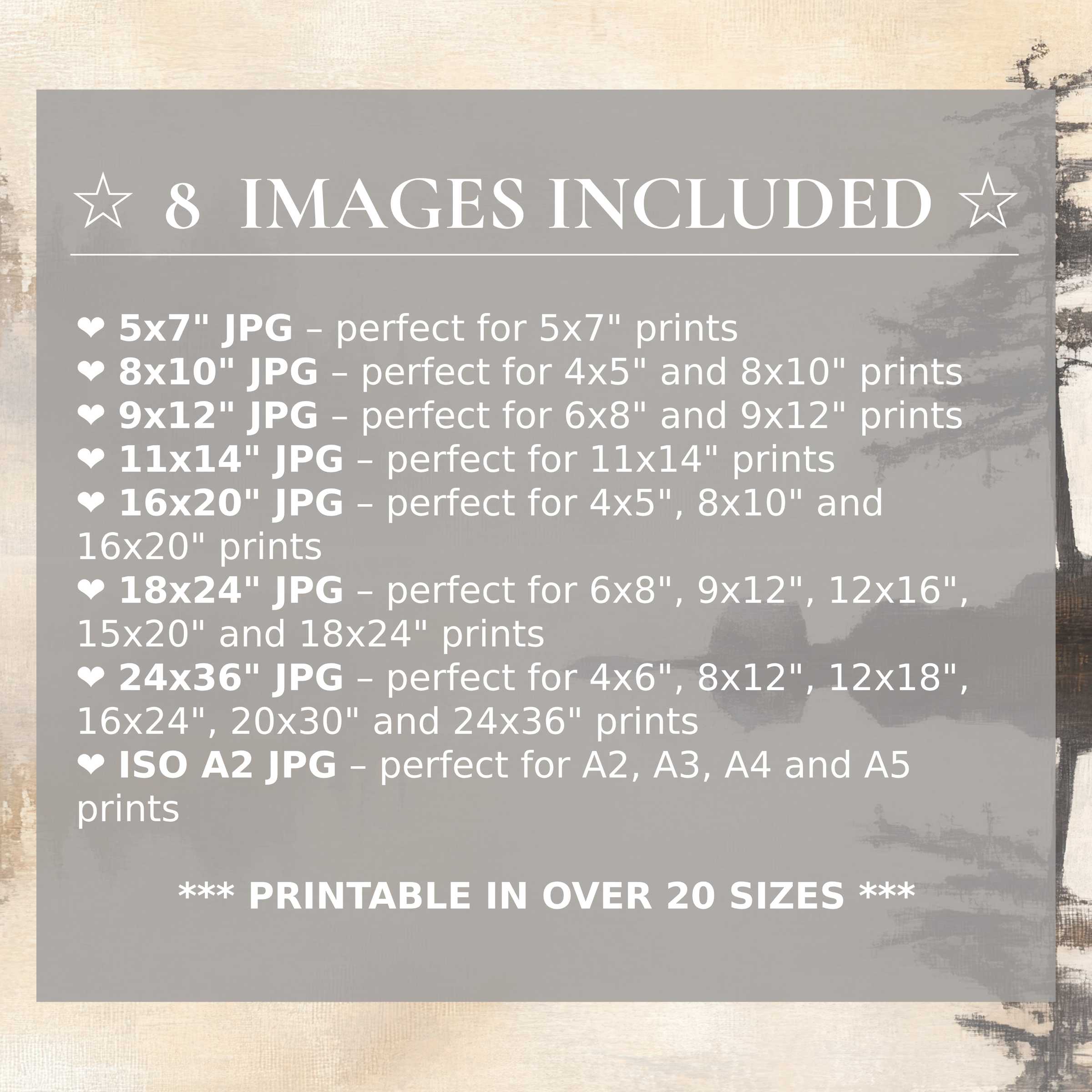 Landscape digital print radiating calming earth tones and soft neutrals, enhancing modern interiors with style and 8 high-quality sizes included