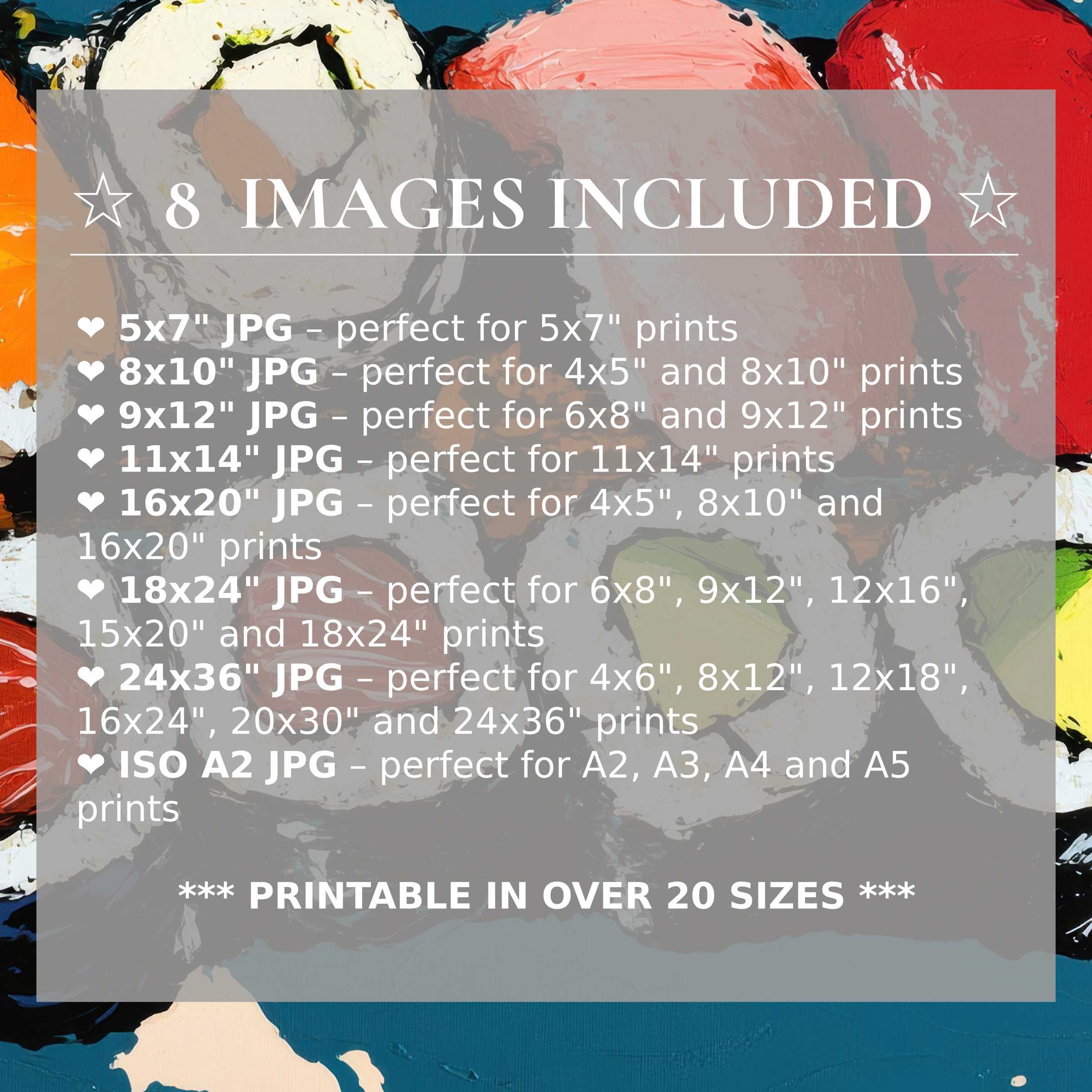 Pop art digital print radiates bold reds, yellows, and blues, enhancing modern interiors with versatile style; includes 8 high-quality sizes