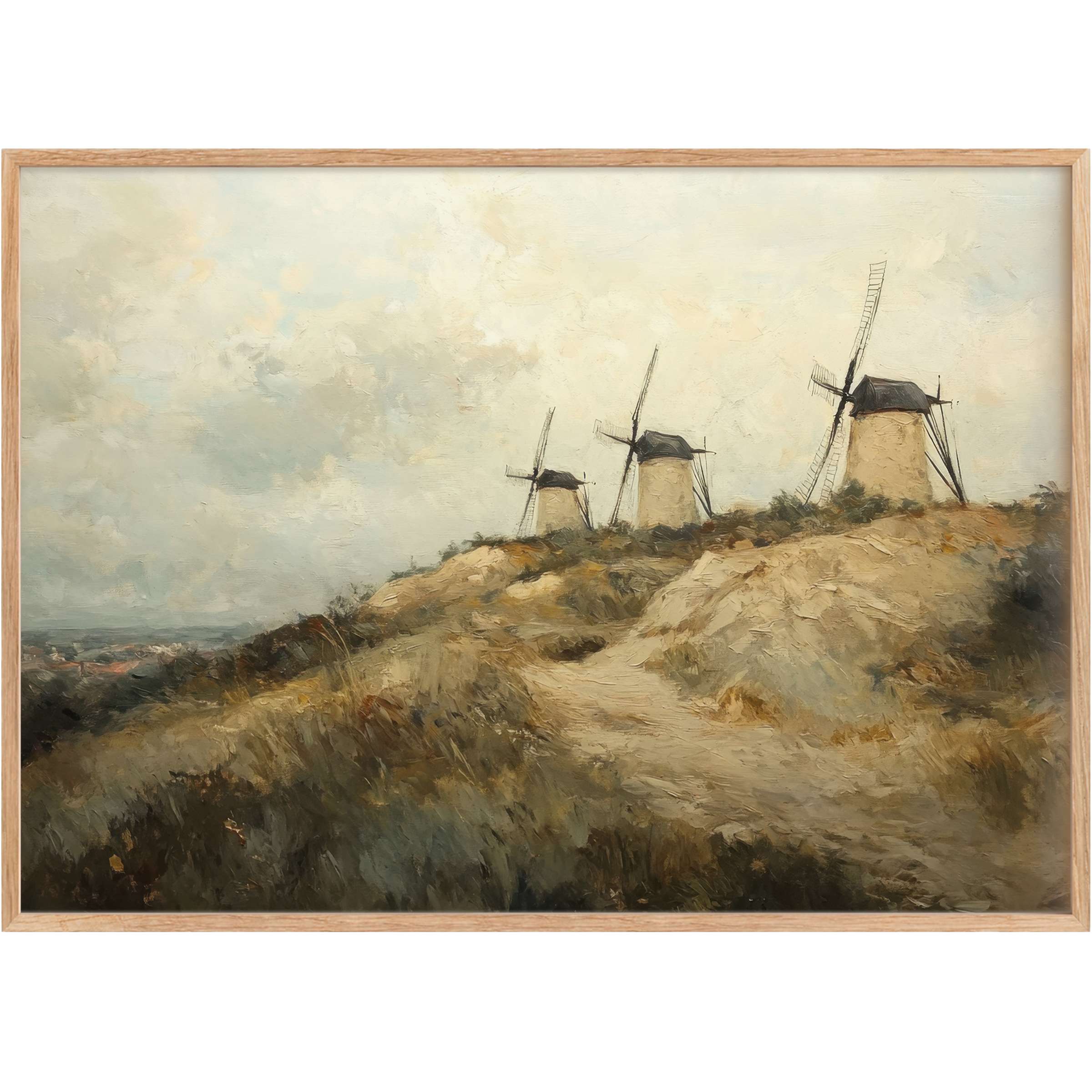 Rustic charm meets timeless elegance in this vintage printable wall art, evoking a serene, windswept mood with muted earth tones and soft greys