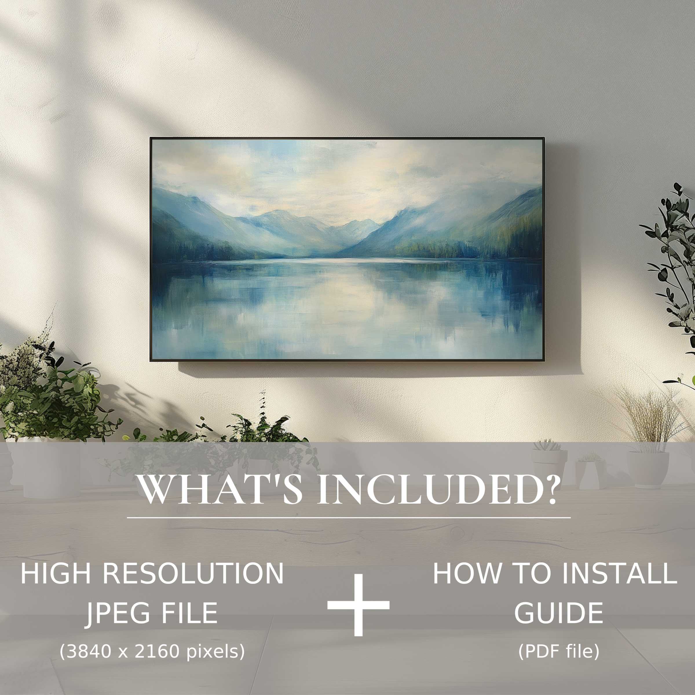 Elegant landscape digital TV art download enhances your space with ease via a high-res JPEG and install guide