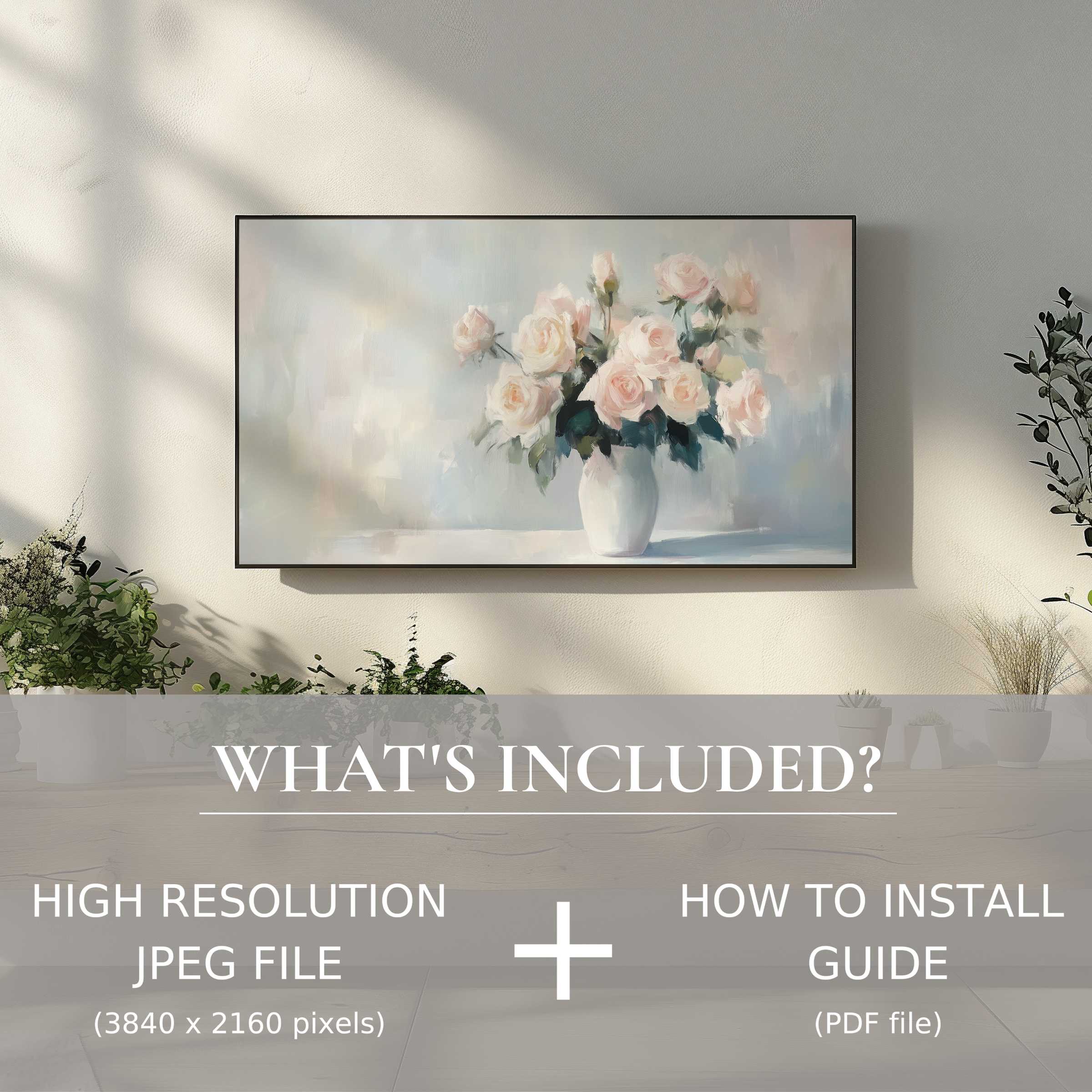 Elegant floral digital TV art download enhances your living space with effortless, stylish digital use and refined decor charm