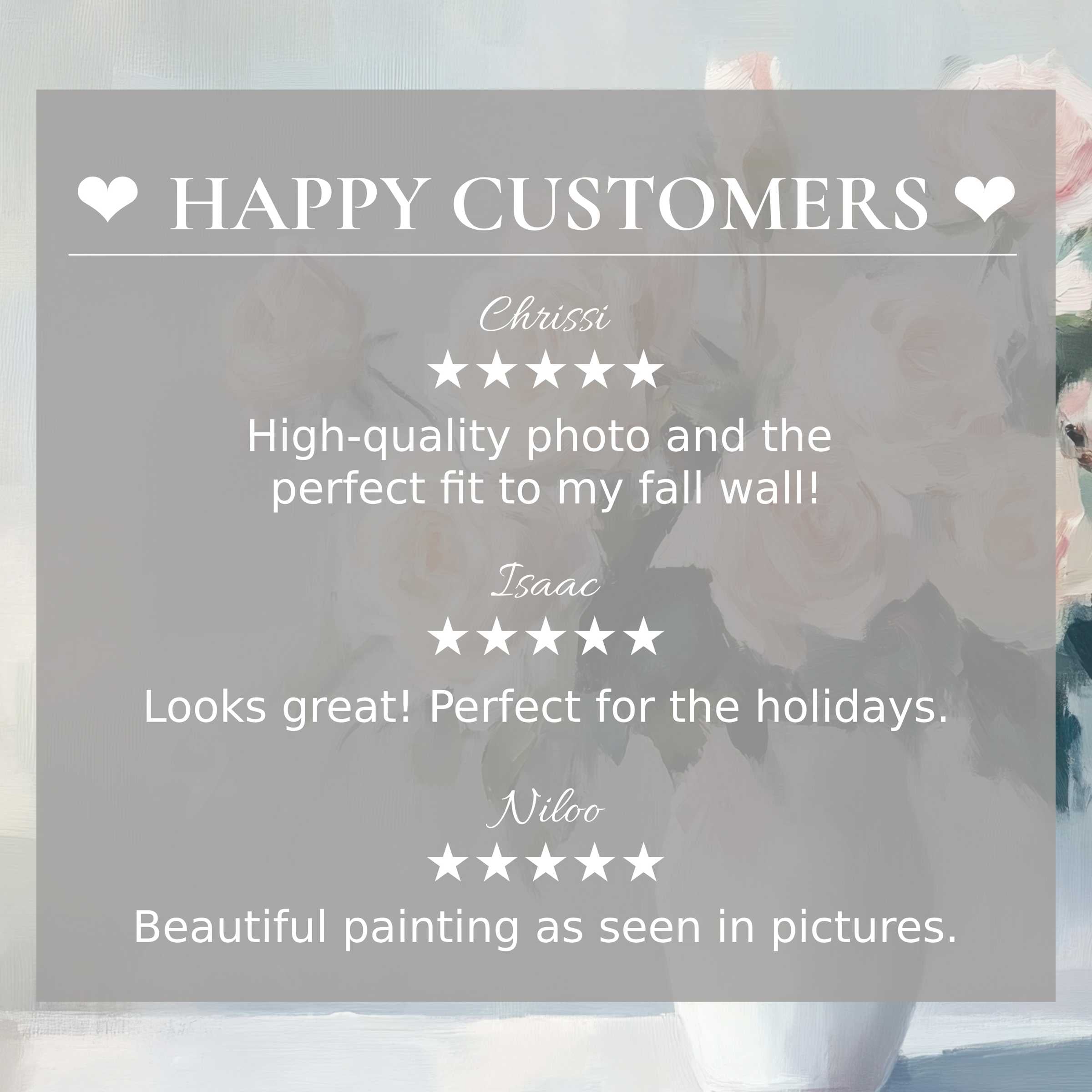Floral art for Frame TV with abstract soft tones, showcasing elegant design and happy customer reviews inspiring trust