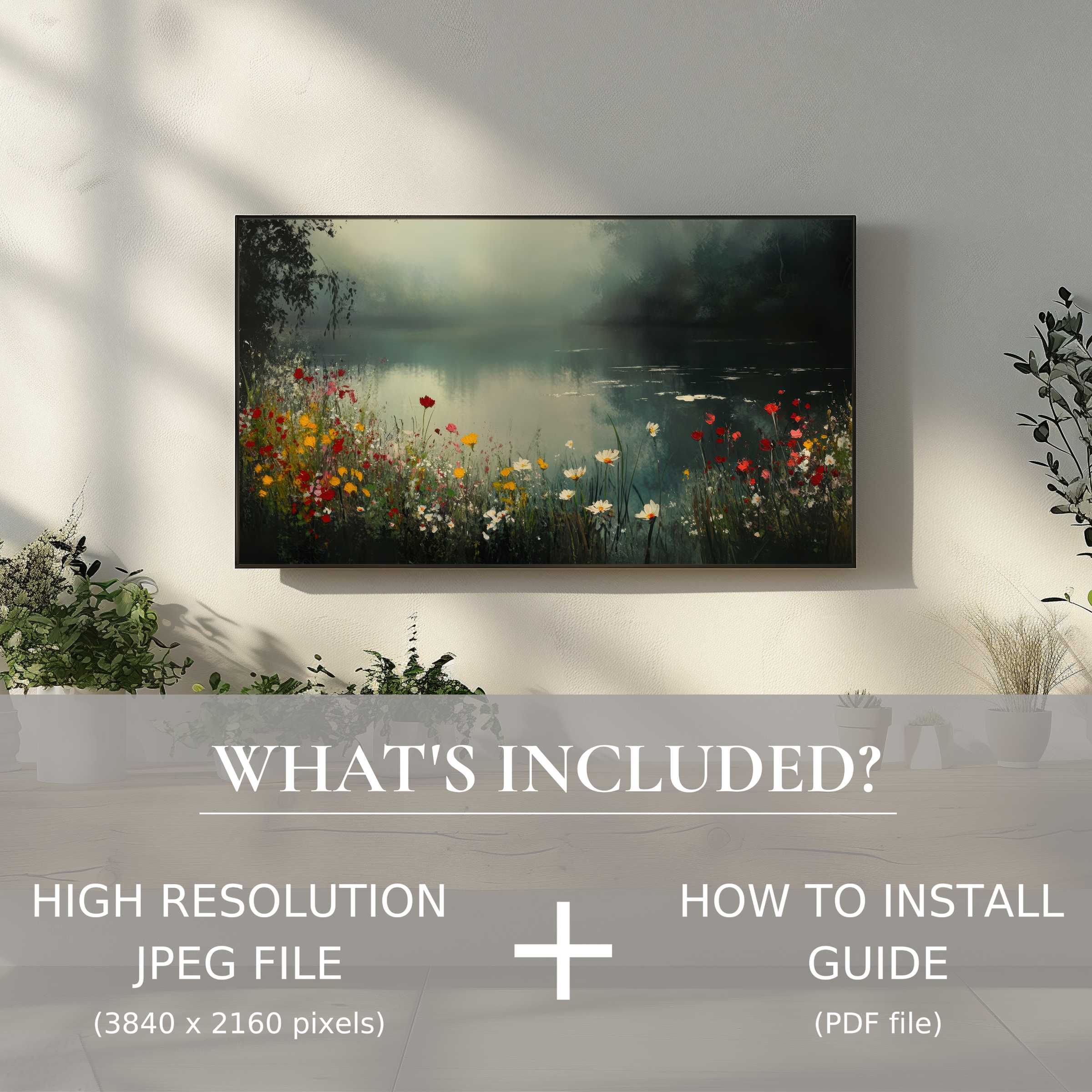 Elegant summer digital TV art download featuring vibrant meadow enhancing your space with easy digital style