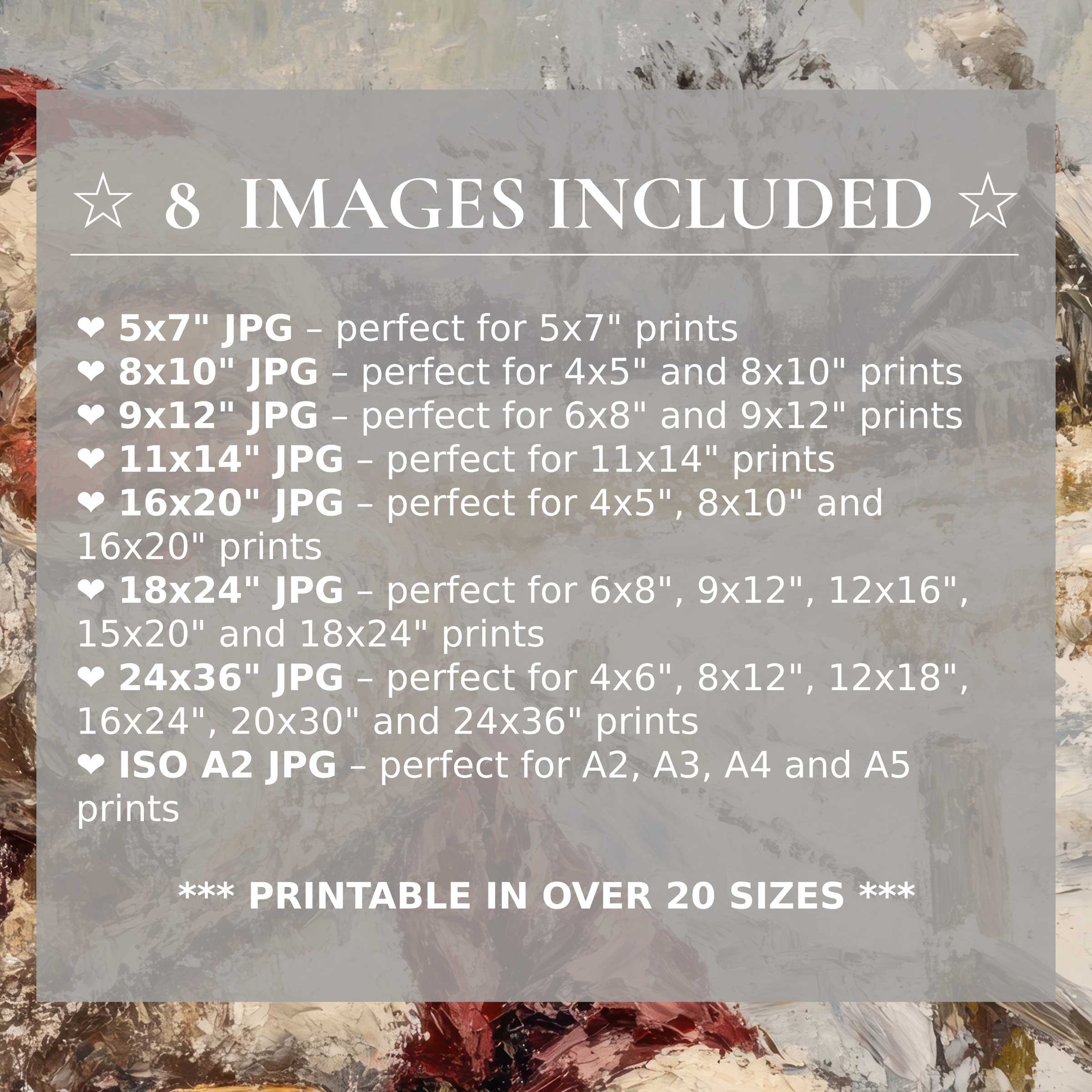 Radiant Christmas digital print in warm reds and soft neutrals, elevating interiors with timeless style; includes 8 high-quality sizes