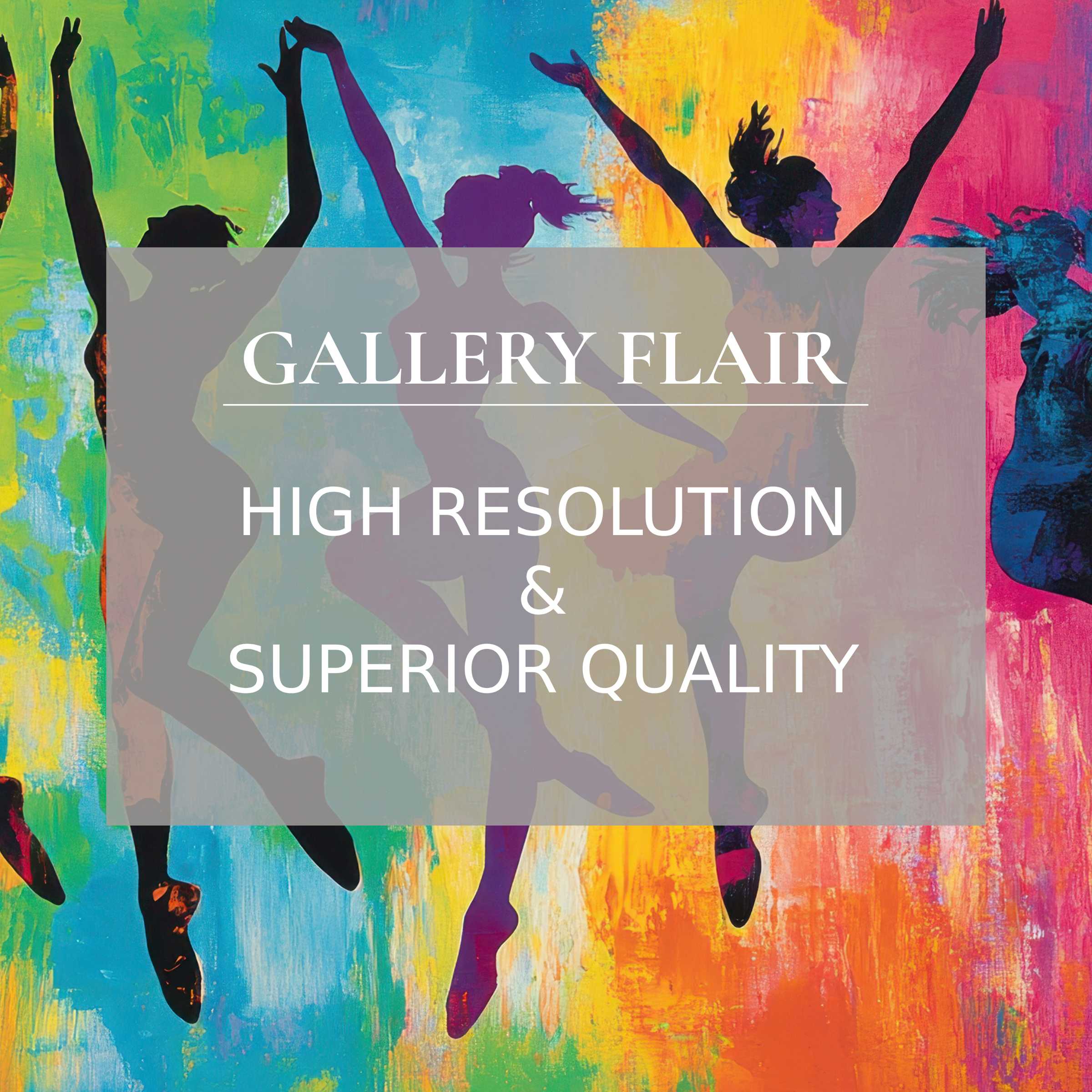 Vibrant pop art Frame TV picture featuring silhouetted dancers in high resolution with elegant, crisp color contrasts