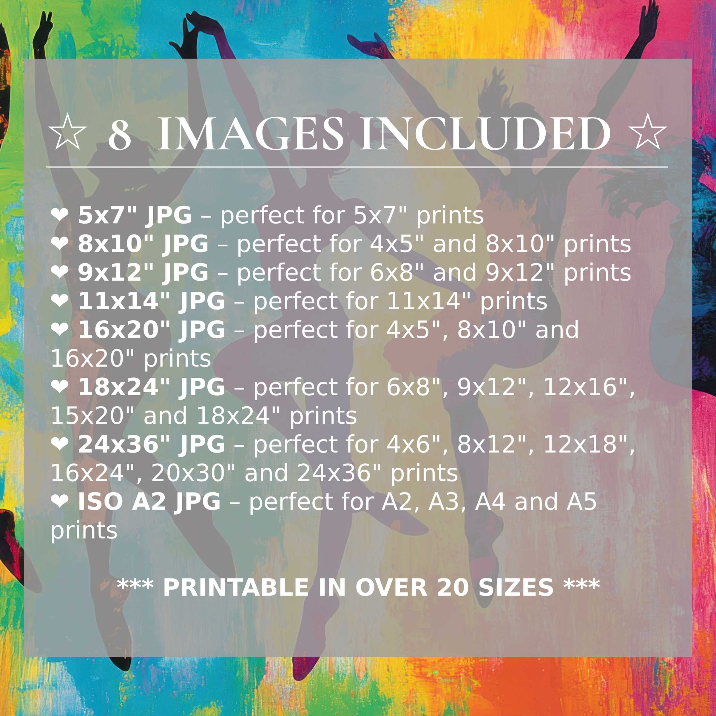 Vibrant pop art digital print with radiant blues, yellows, and magentas, enhancing modern interiors with bold style Includes 8 high-quality sizes
