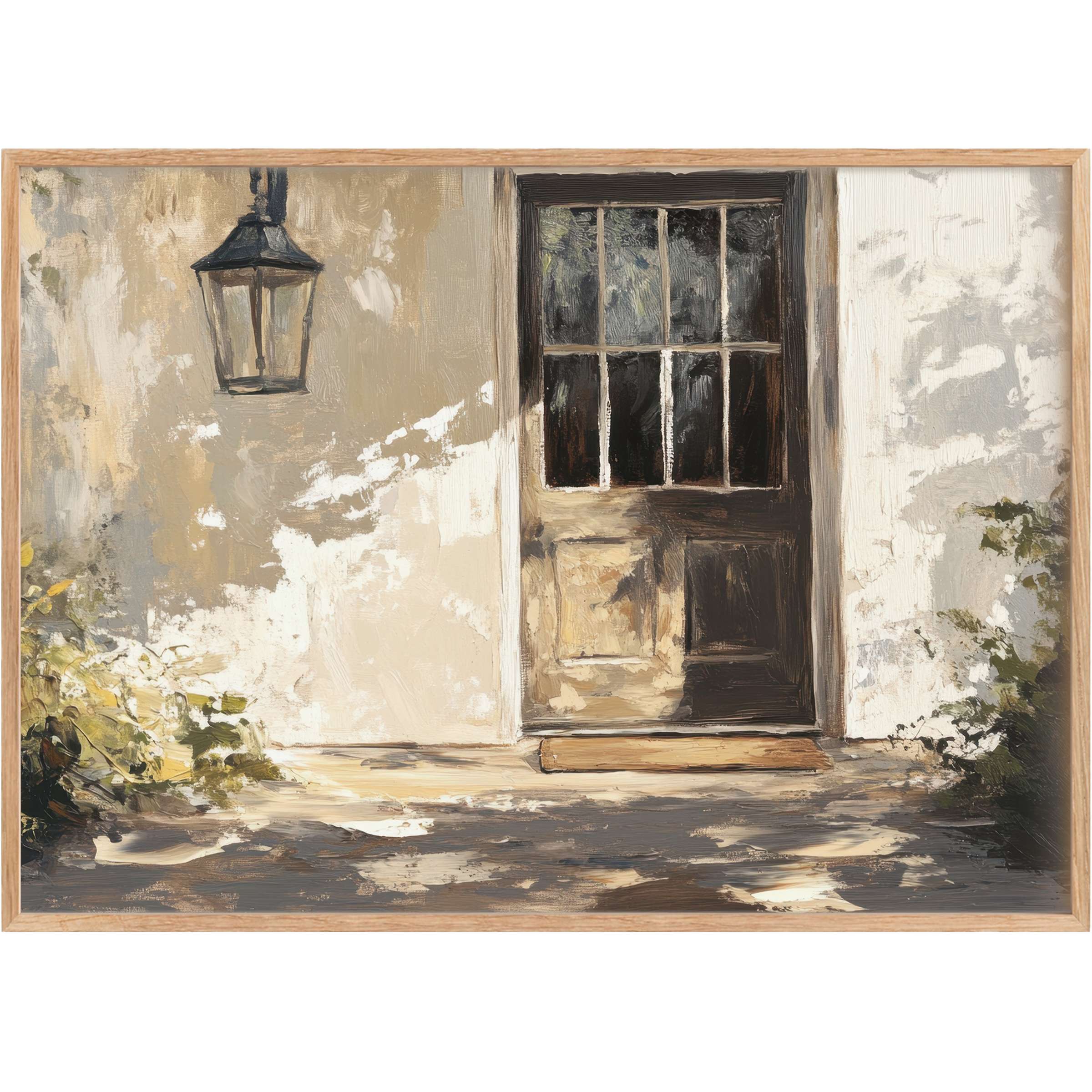 Rustic charm meets serene warmth in this farmhouse printable wall art, bathed in soft beige, warm ochre, and gentle shadows