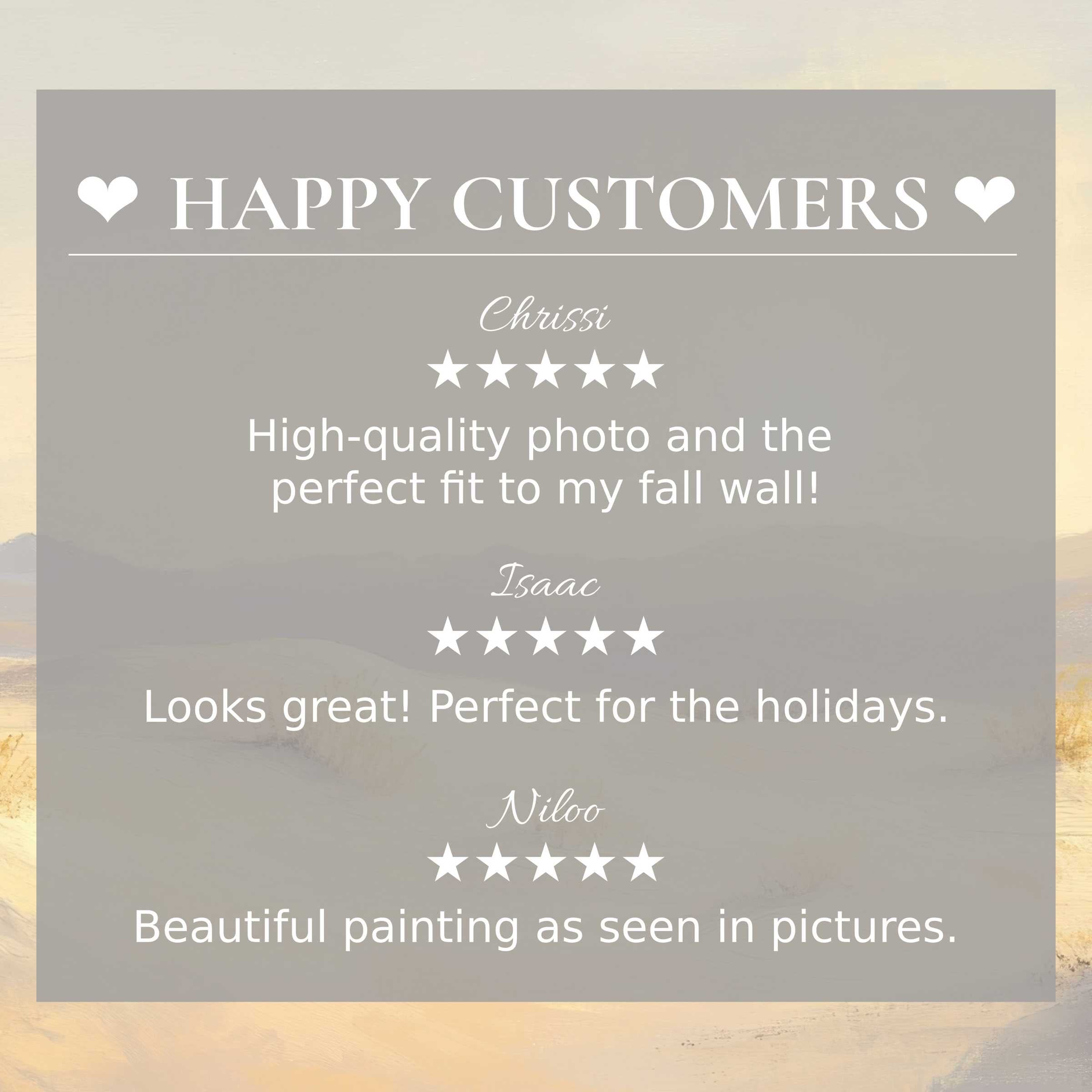 Elegant landscape art for Frame TV with abstract sunset hues; happy customer reviews build trust and style appeal