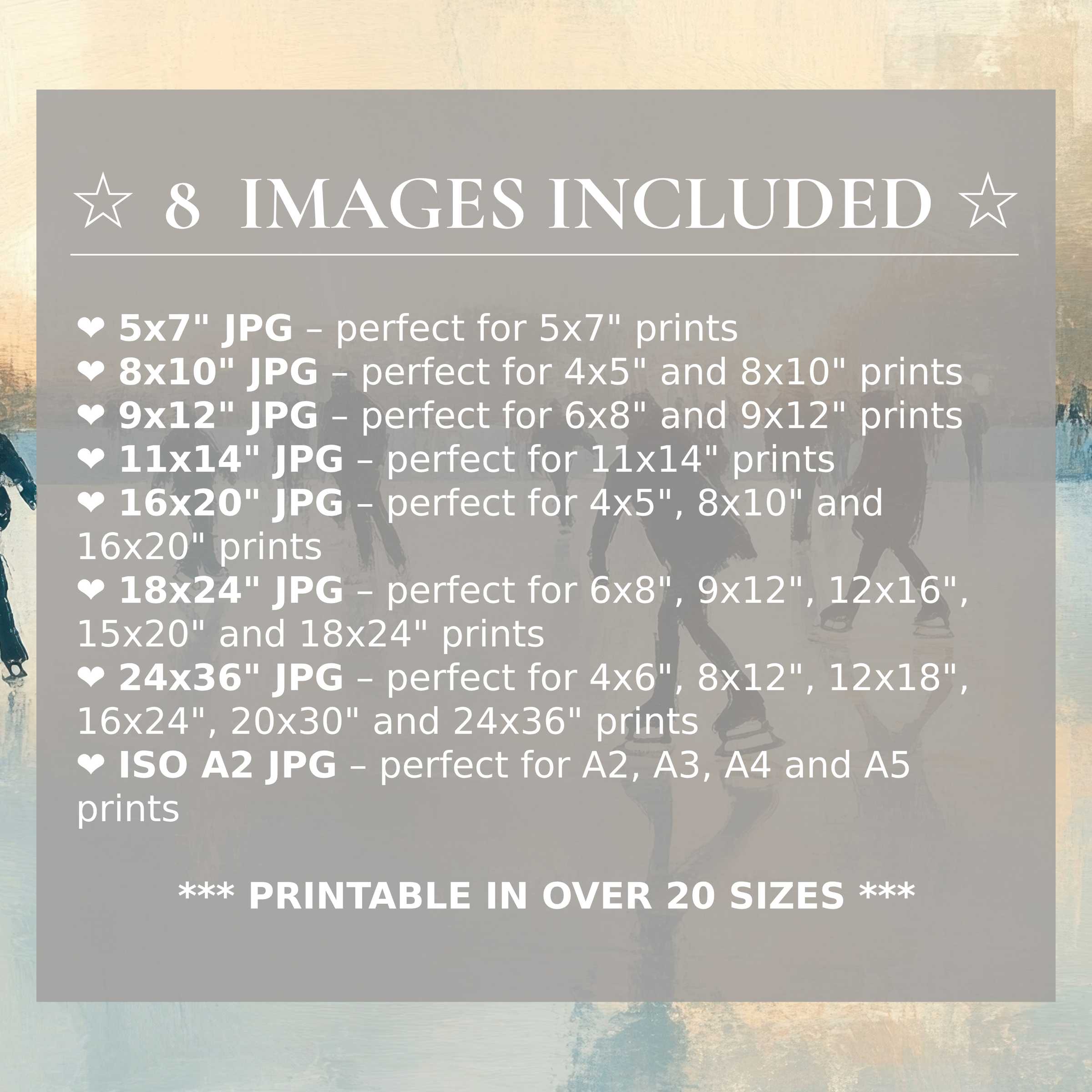 Winter digital print radiates serene blues and warm neutrals, included in 8 high-quality sizes to elevate modern interiors with versatile elegance