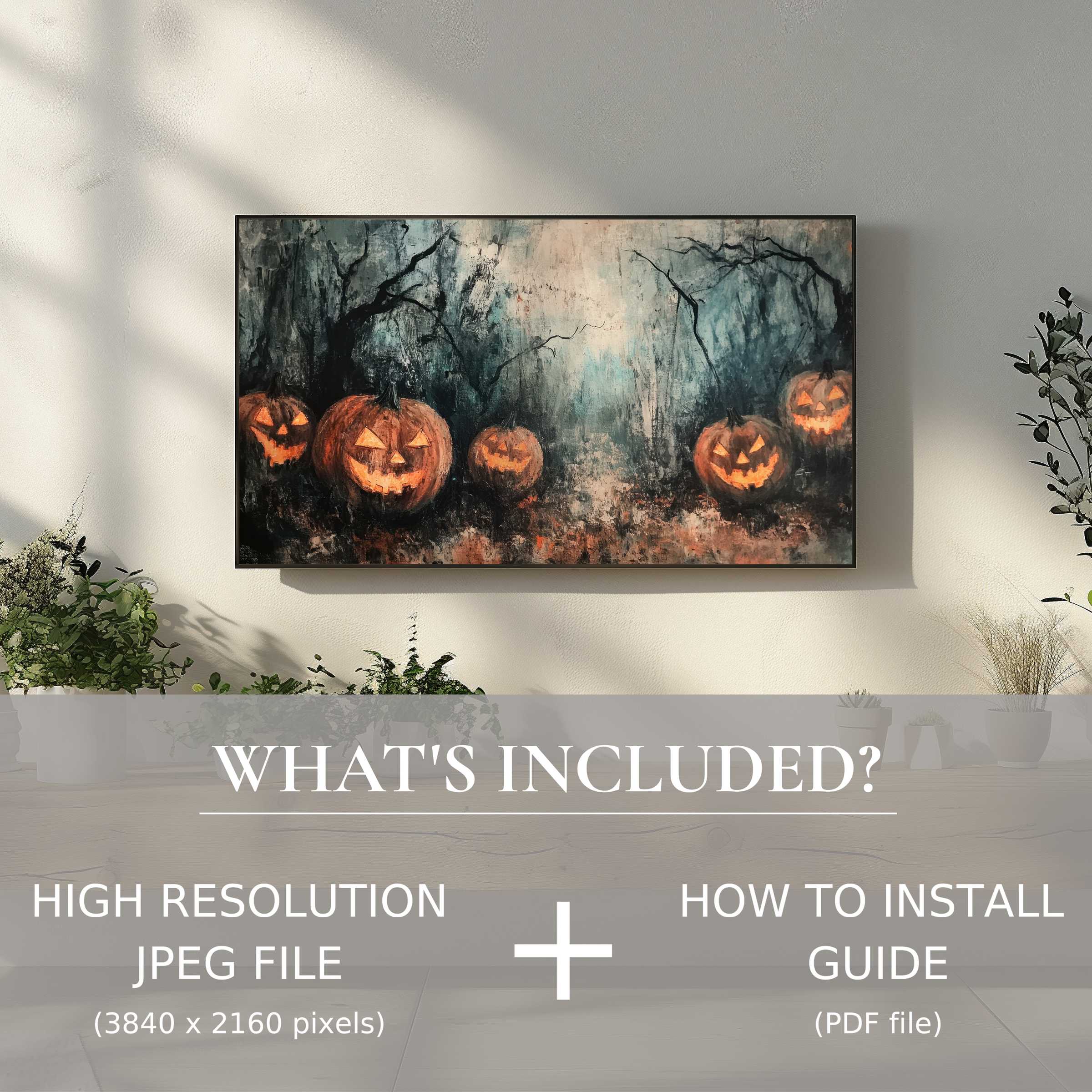 Elegant Halloween digital TV art download brightens modern living spaces, easy to use with high-res files