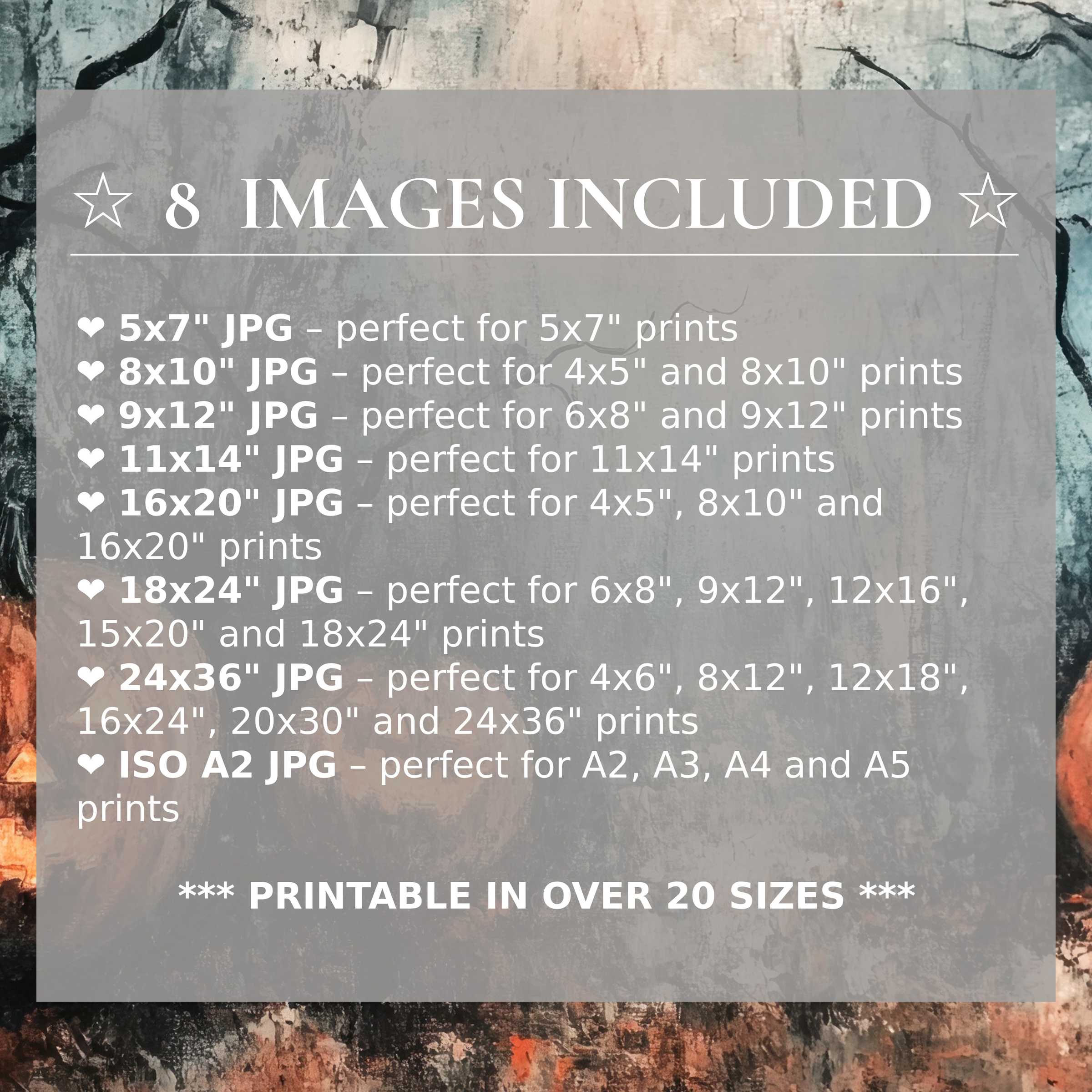 Halloween digital print with moody blacks, smoky grays, and warm orange hues, offered in 8 high-quality sizes to elevate any modern interior