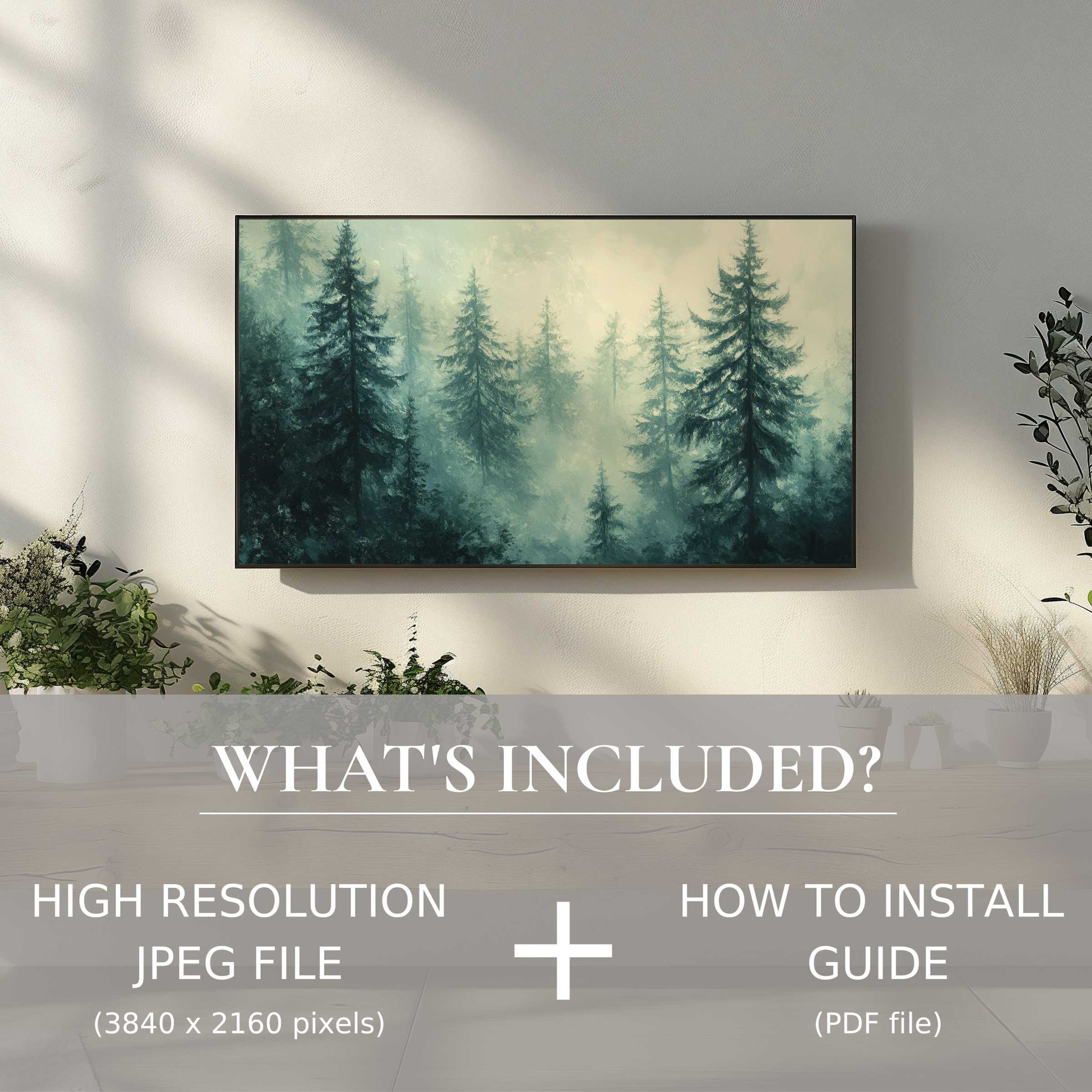 Elegant botanical digital TV art download enhances any living space with easy-to-use high-res file and install guide