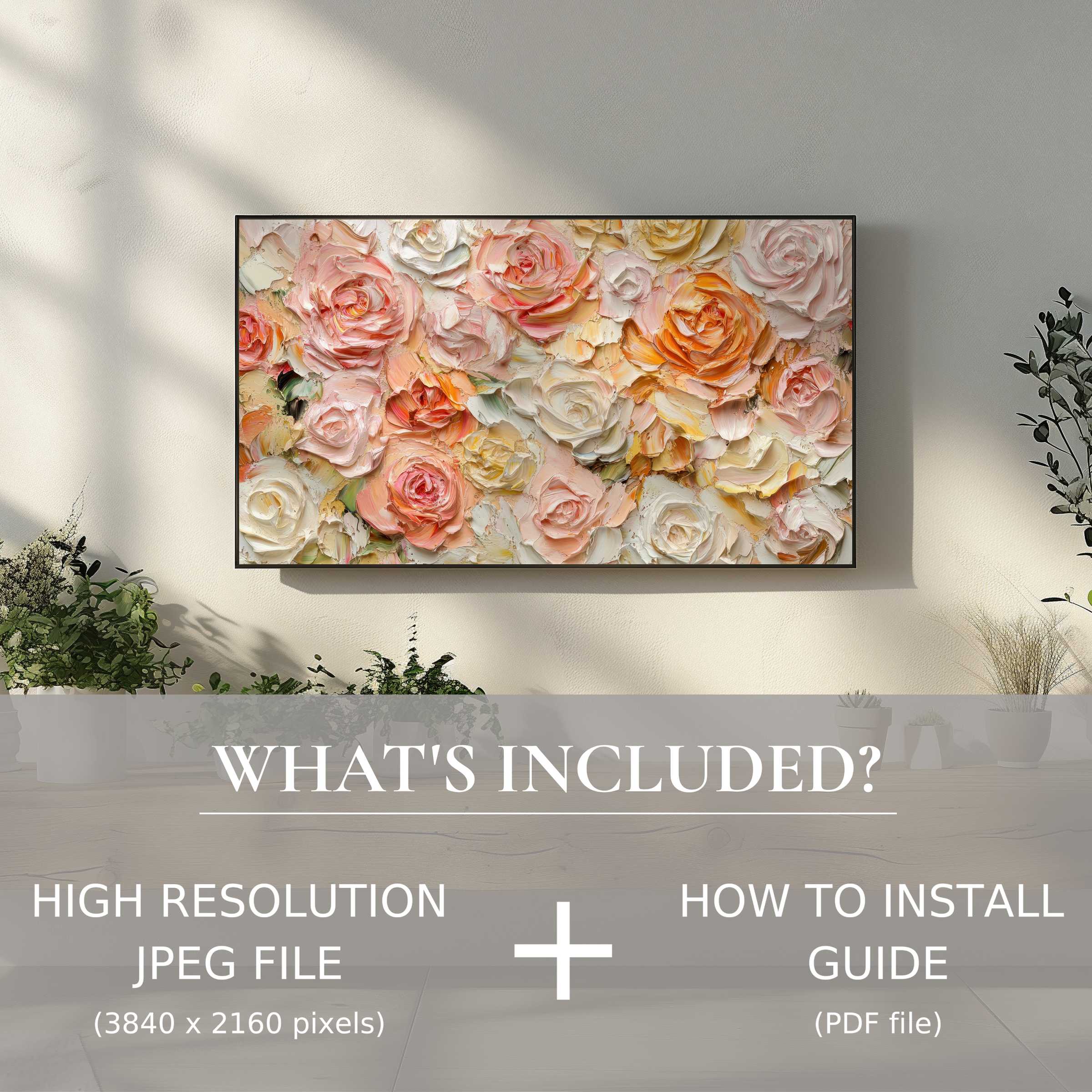 Elegant floral digital TV art download enhances your living space with effortless, stylish decor and easy digital use