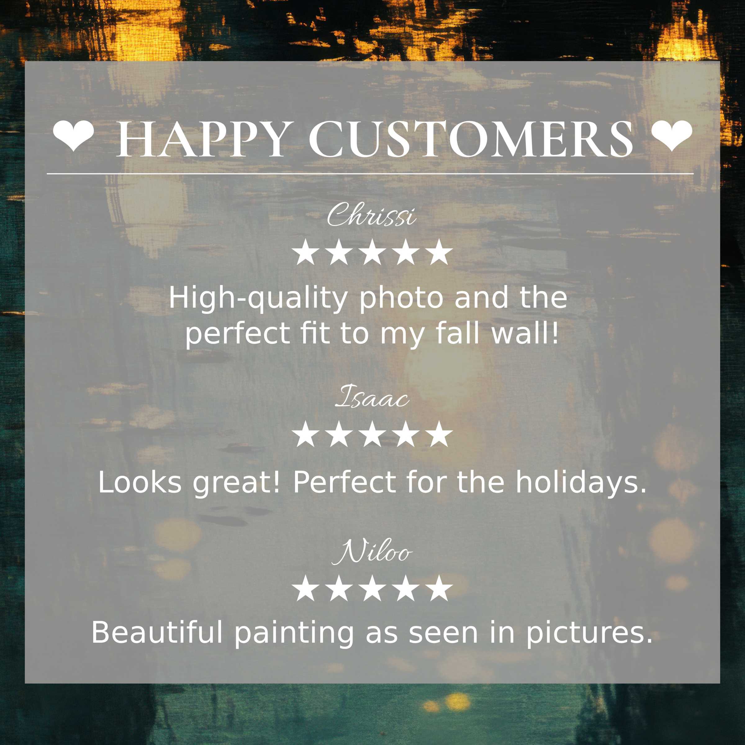 Urban art for Frame TV with abstract dusk hues, showcasing happy customer reviews that inspire trust and elegance