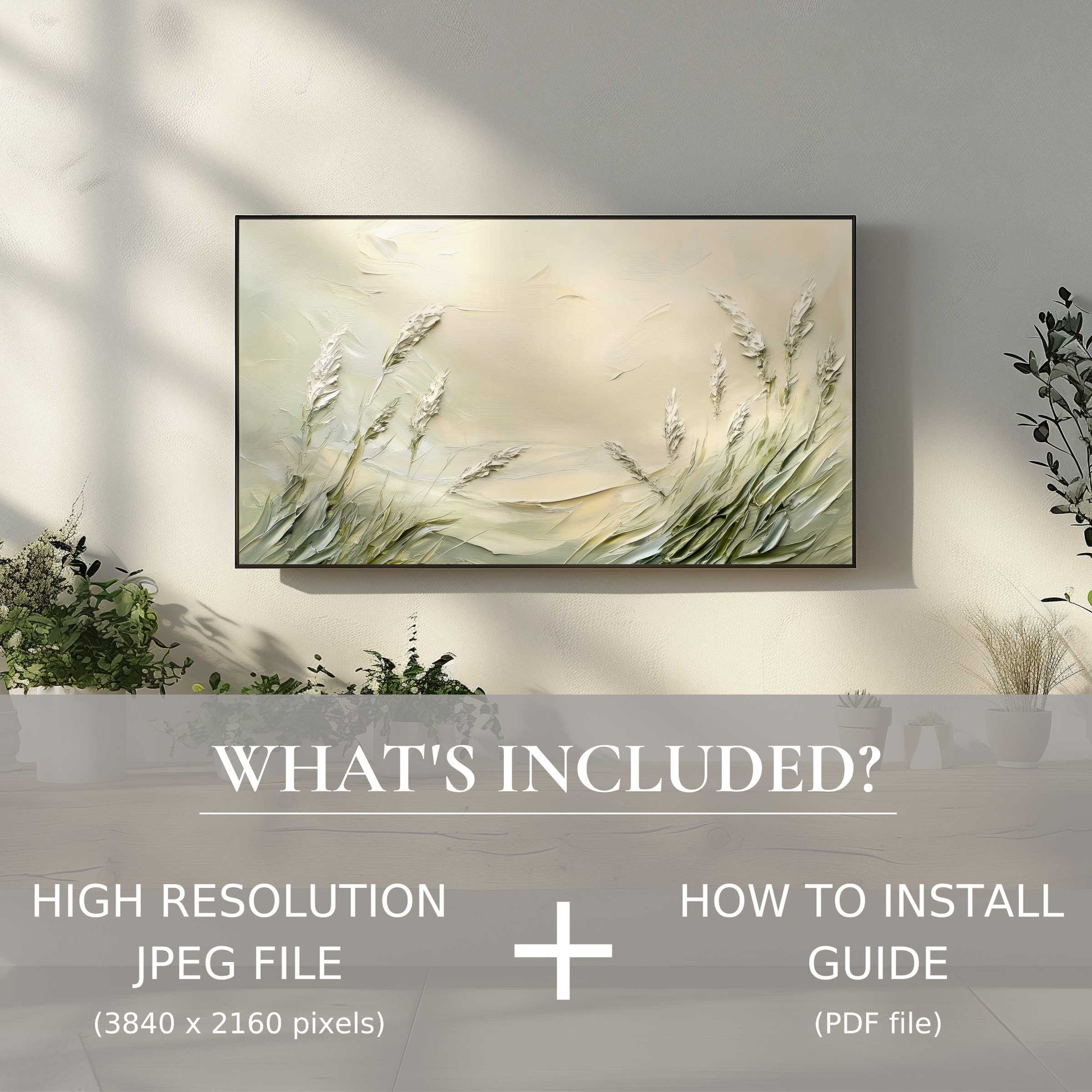 Elegant coastal digital TV art download, enhancing modern living spaces with easy digital use and natural serenity