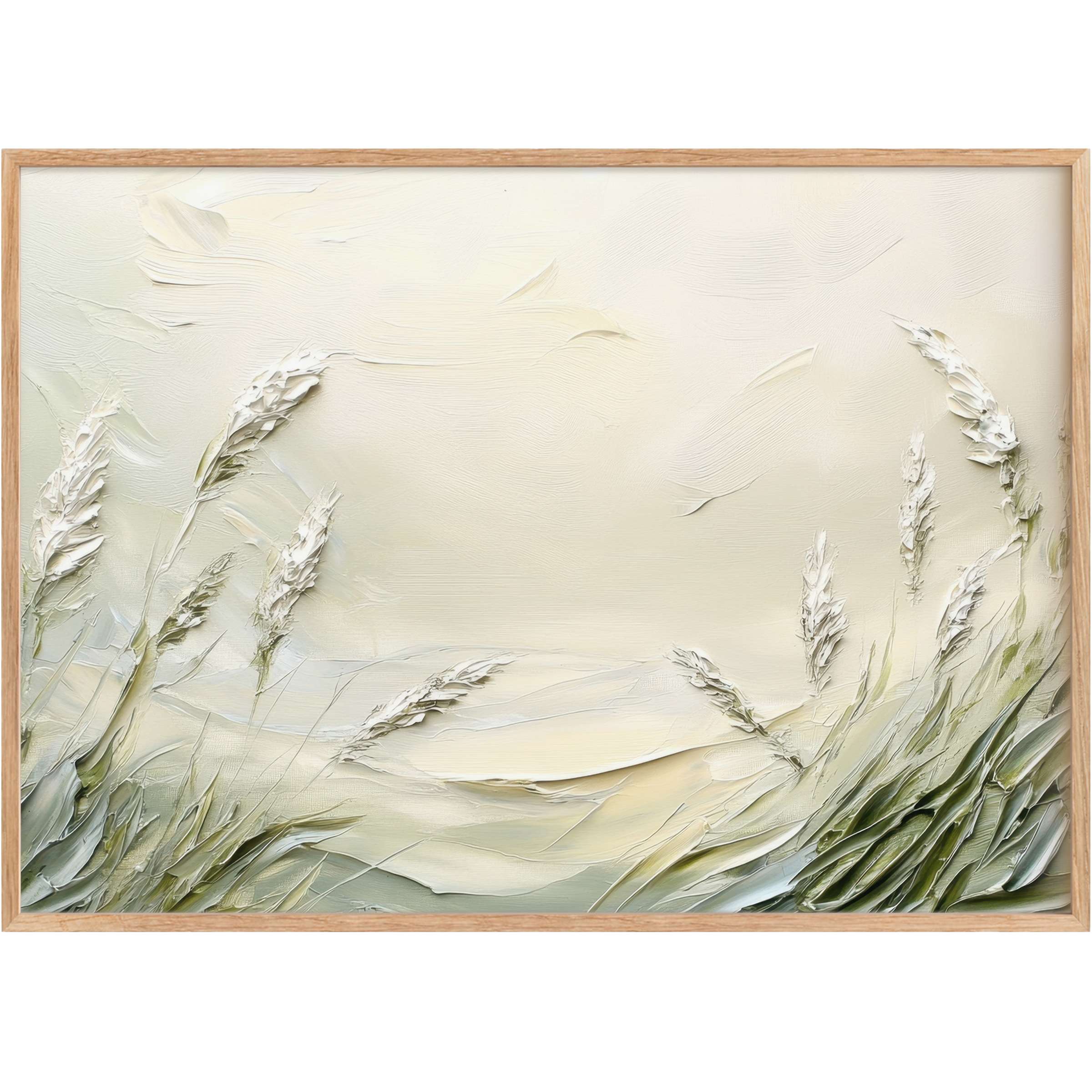 Coastal printable wall art with textured white grasses and soft seafoam greens, evoking serene, airy calm