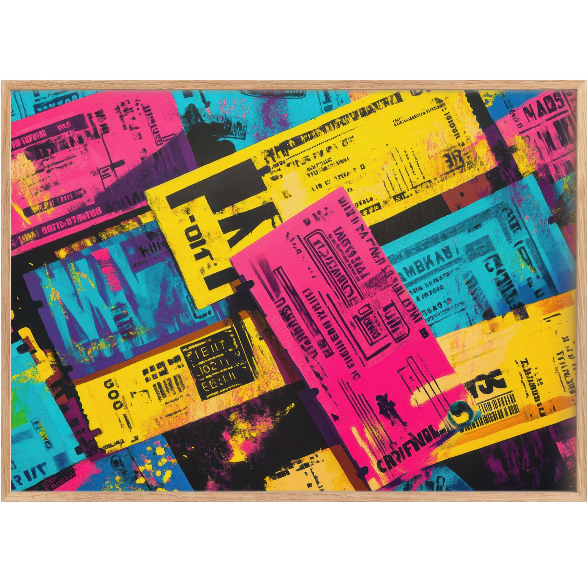 Vibrant pop art printable wall art ignites interiors with bold cyan, magenta, and yellow hues, exuding dynamic, urban energy
