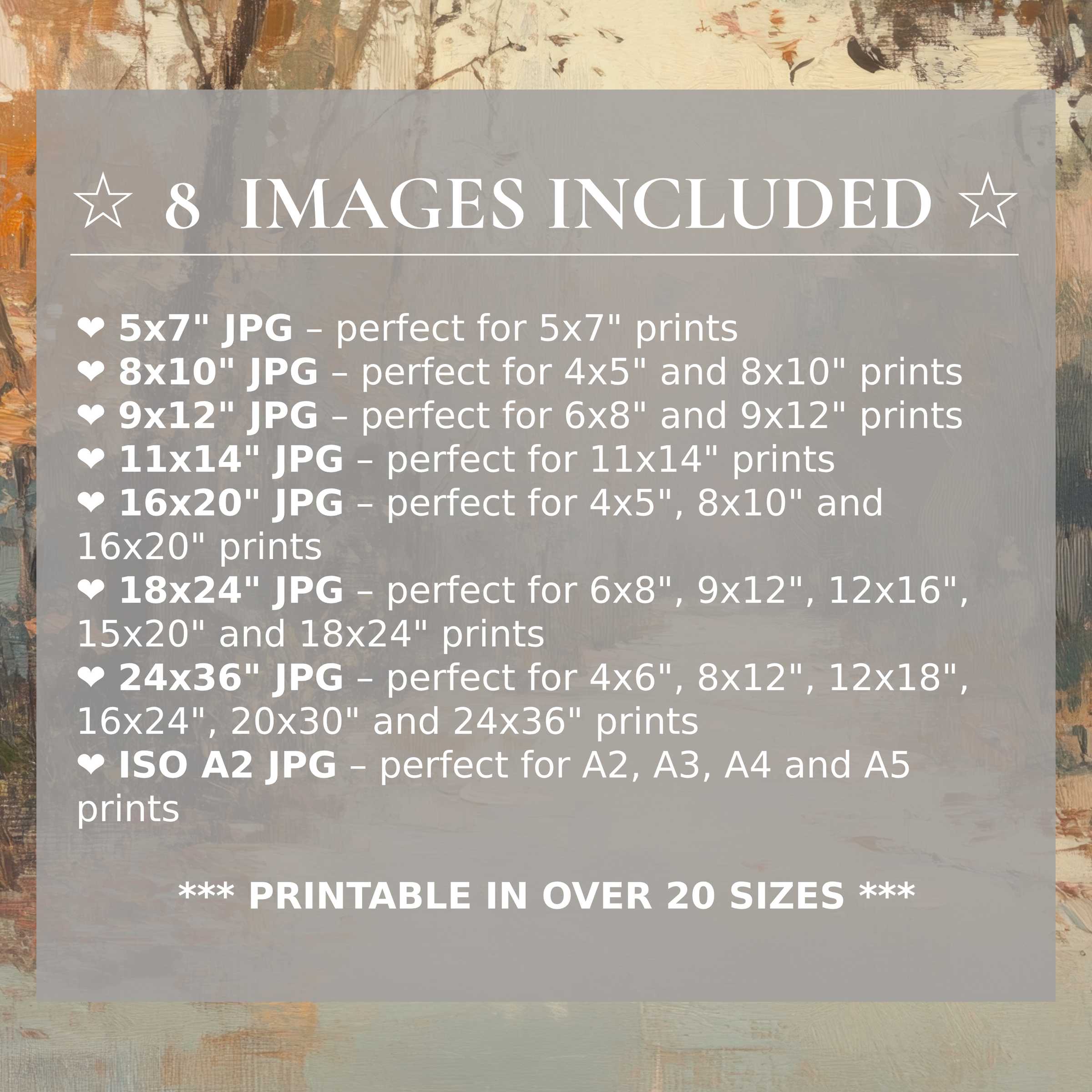 Radiant fall digital print in warm earth tones, enhancing modern interiors with style; includes 8 high-quality sizes for versatile display