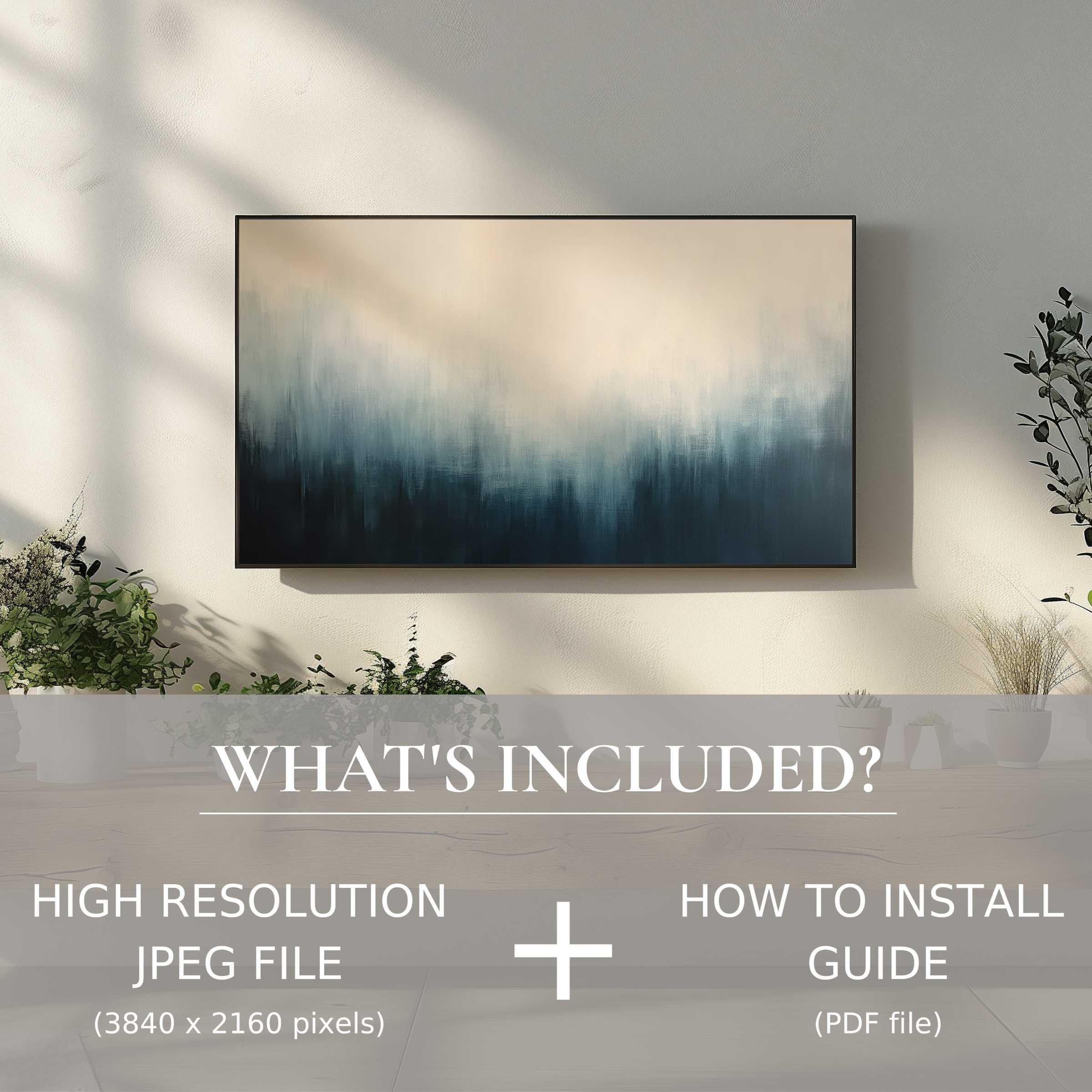 Elegant modern digital TV art download showcasing serene gradient hues, enhancing spaces with effortless digital use and style