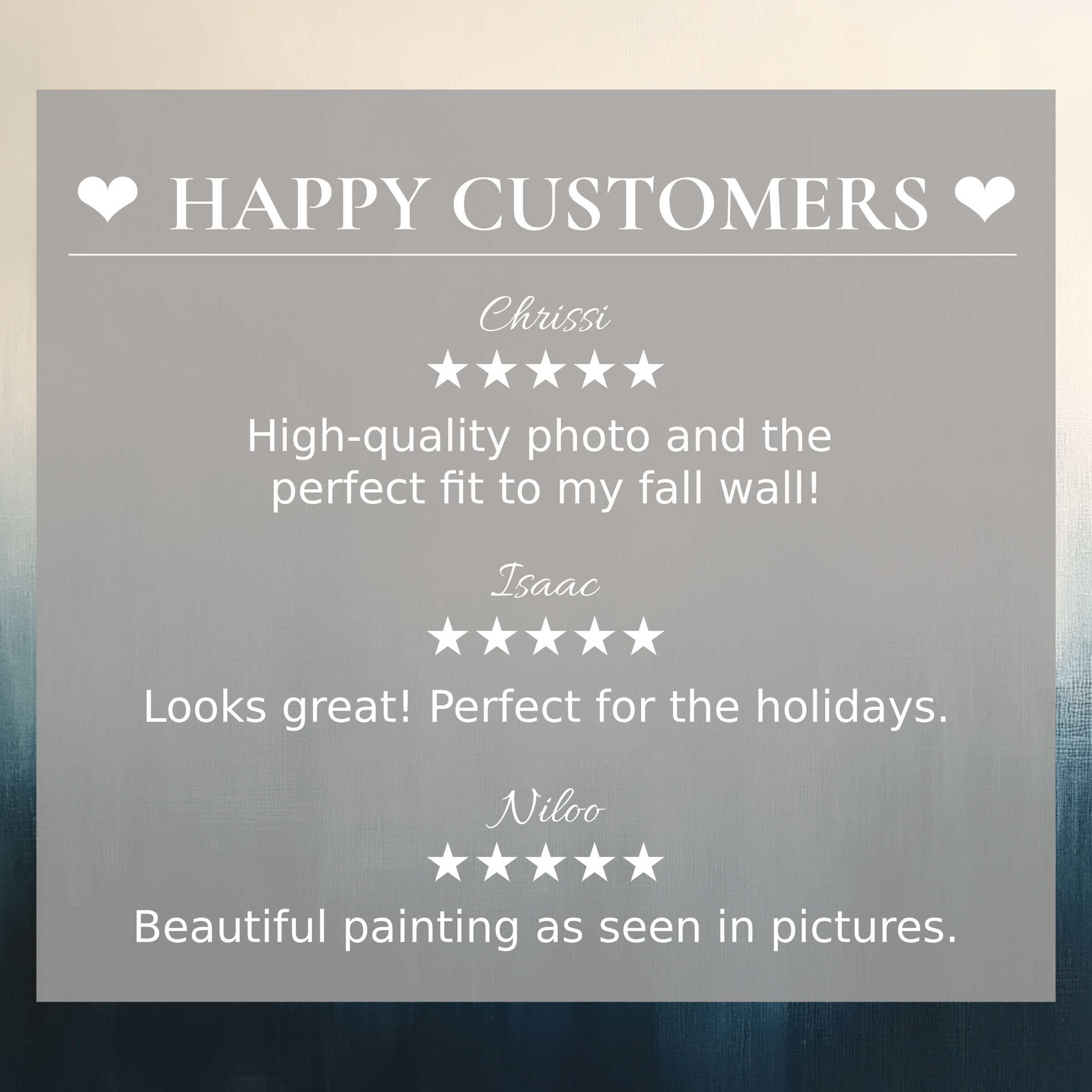 Modern art for Frame TV with abstract sunset colors; happy customer reviews build trust and highlight elegance