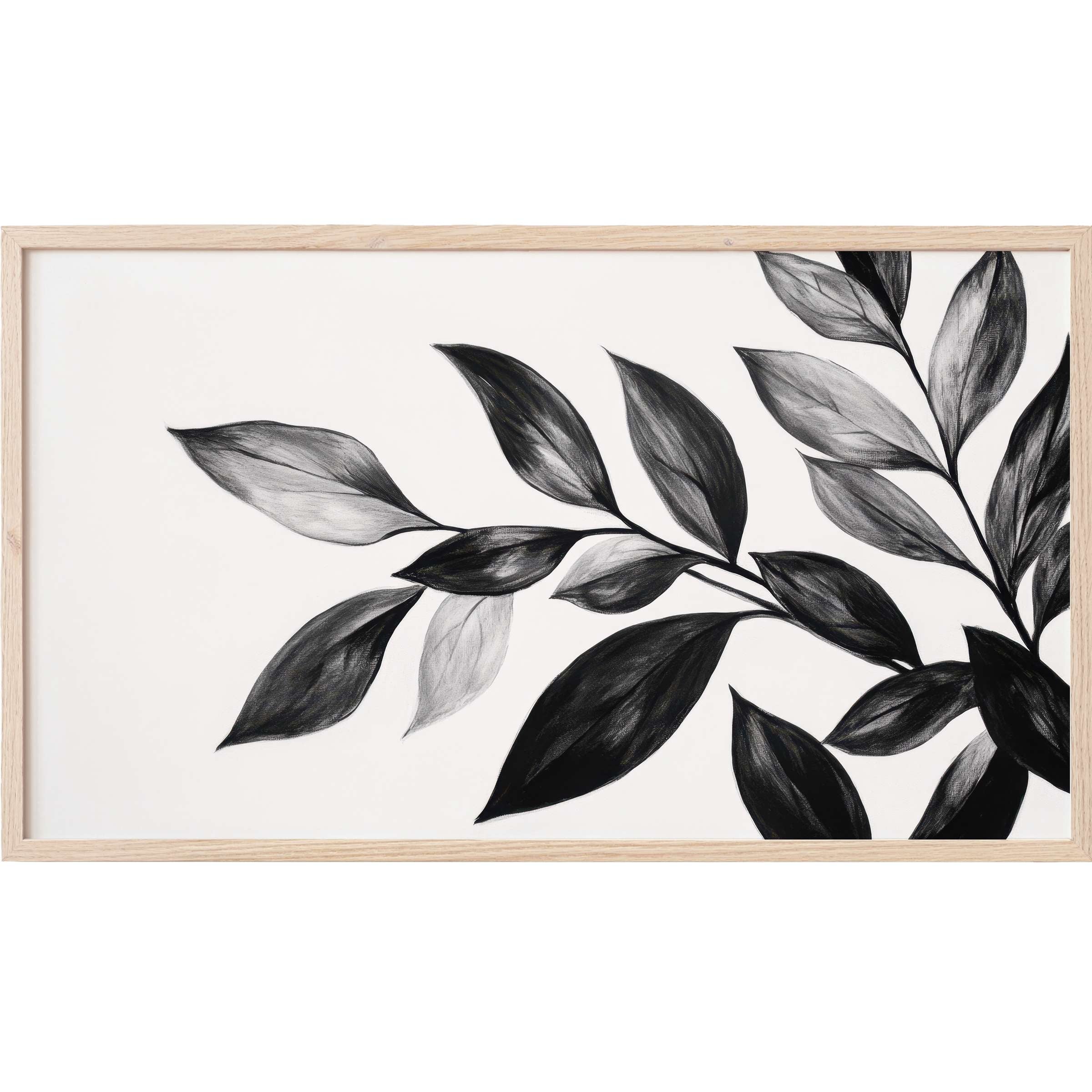 Elegant black and white leaf design in subtle gradients, perfect black and white Frame TV Art for modern minimalist decor