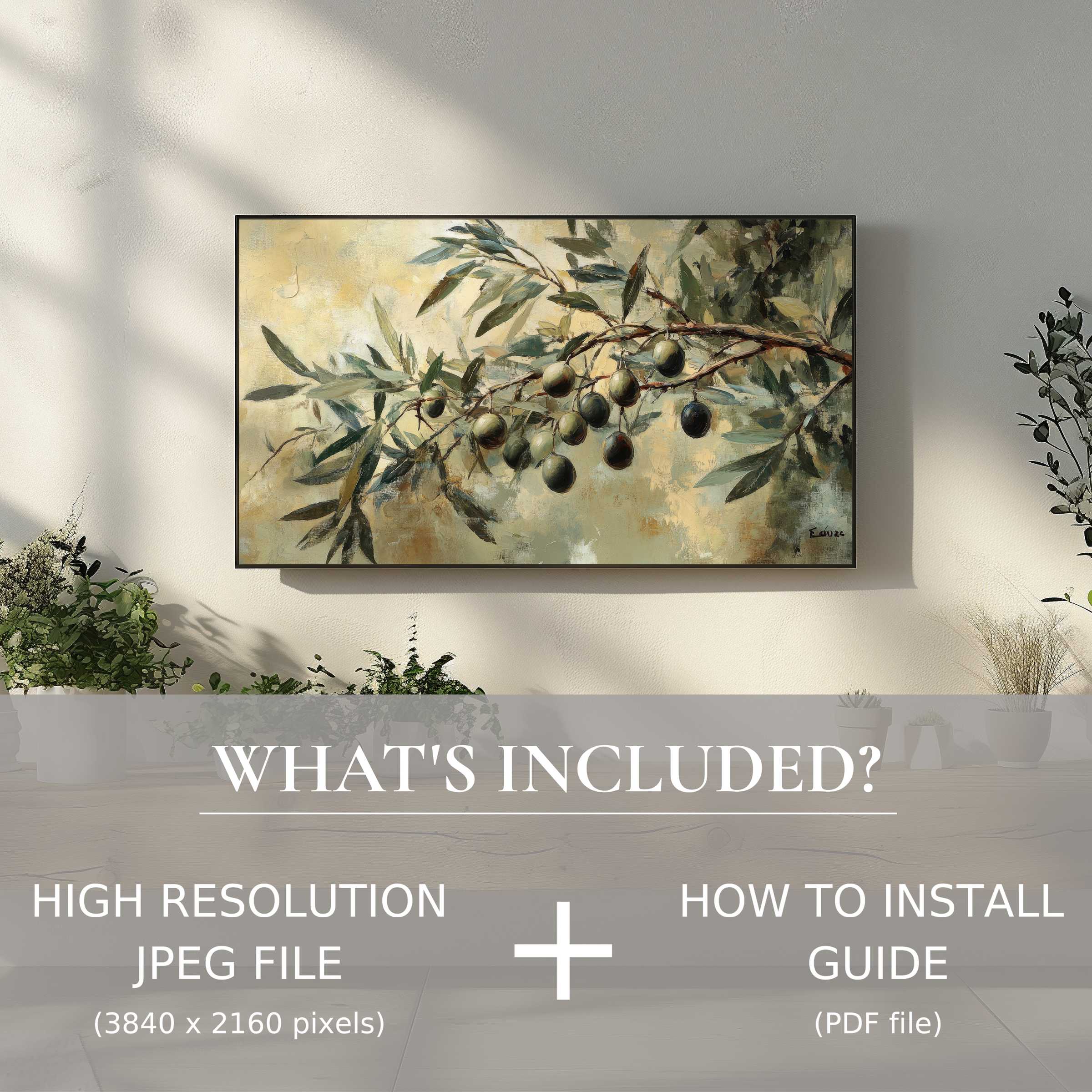 Elegant botanical digital TV art download enhances modern living spaces with easy digital use and refined greenery