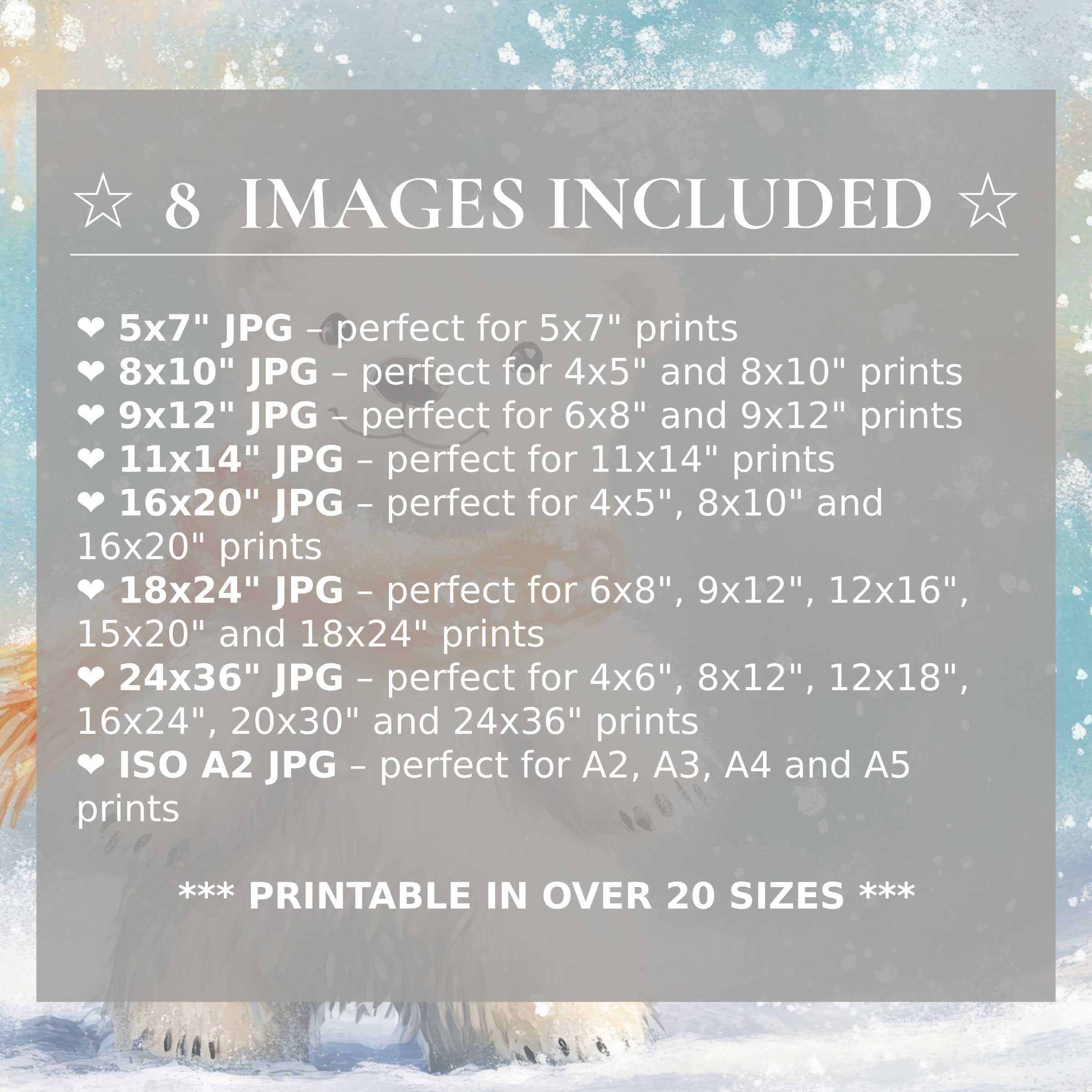 Nursery digital print radiates soft blues and warm neutrals, elevating modern interiors with calming charm and 8 included premium sizes