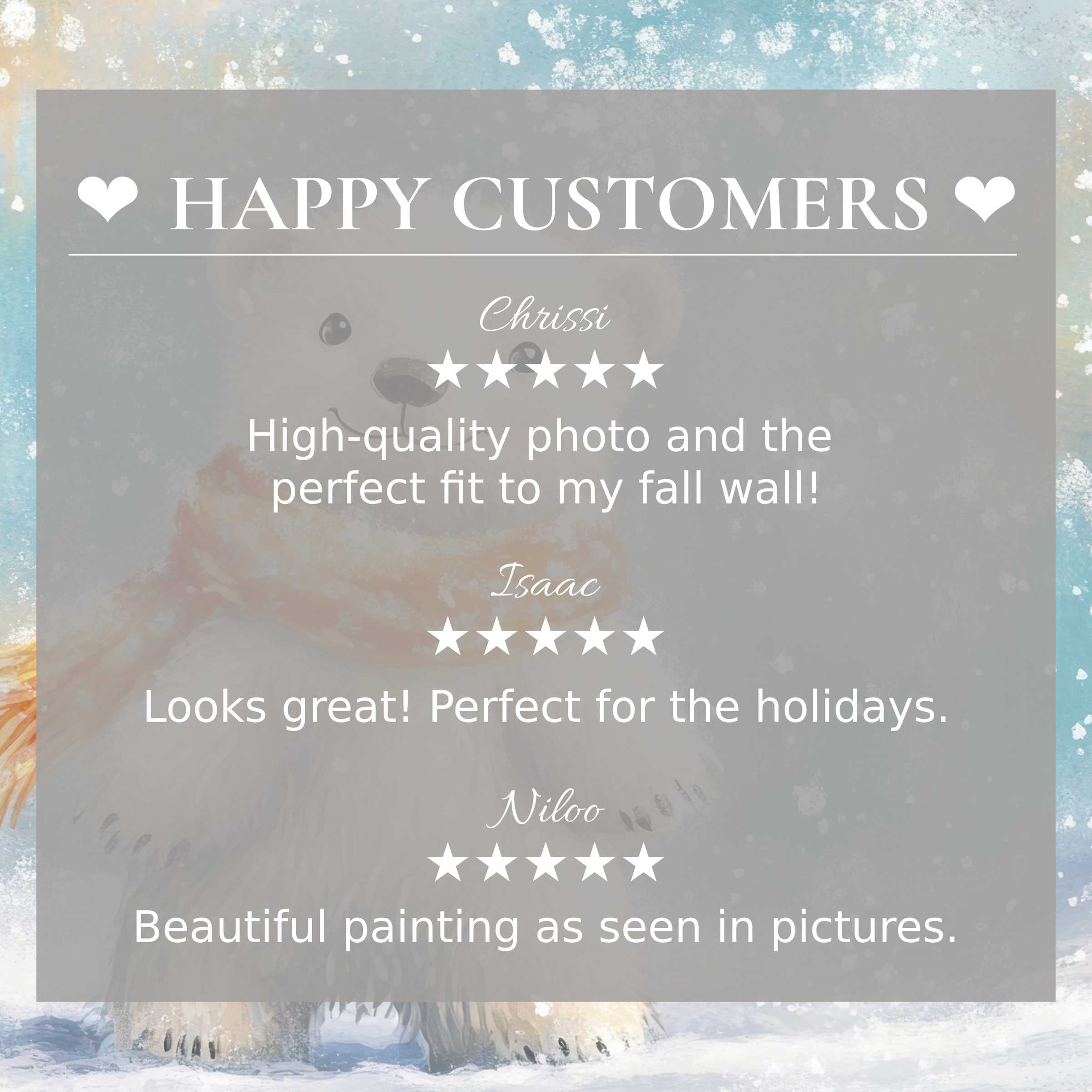 Nursery art for Frame TV with soft winter blues; happy customer reviews build trust in refined, elegant design